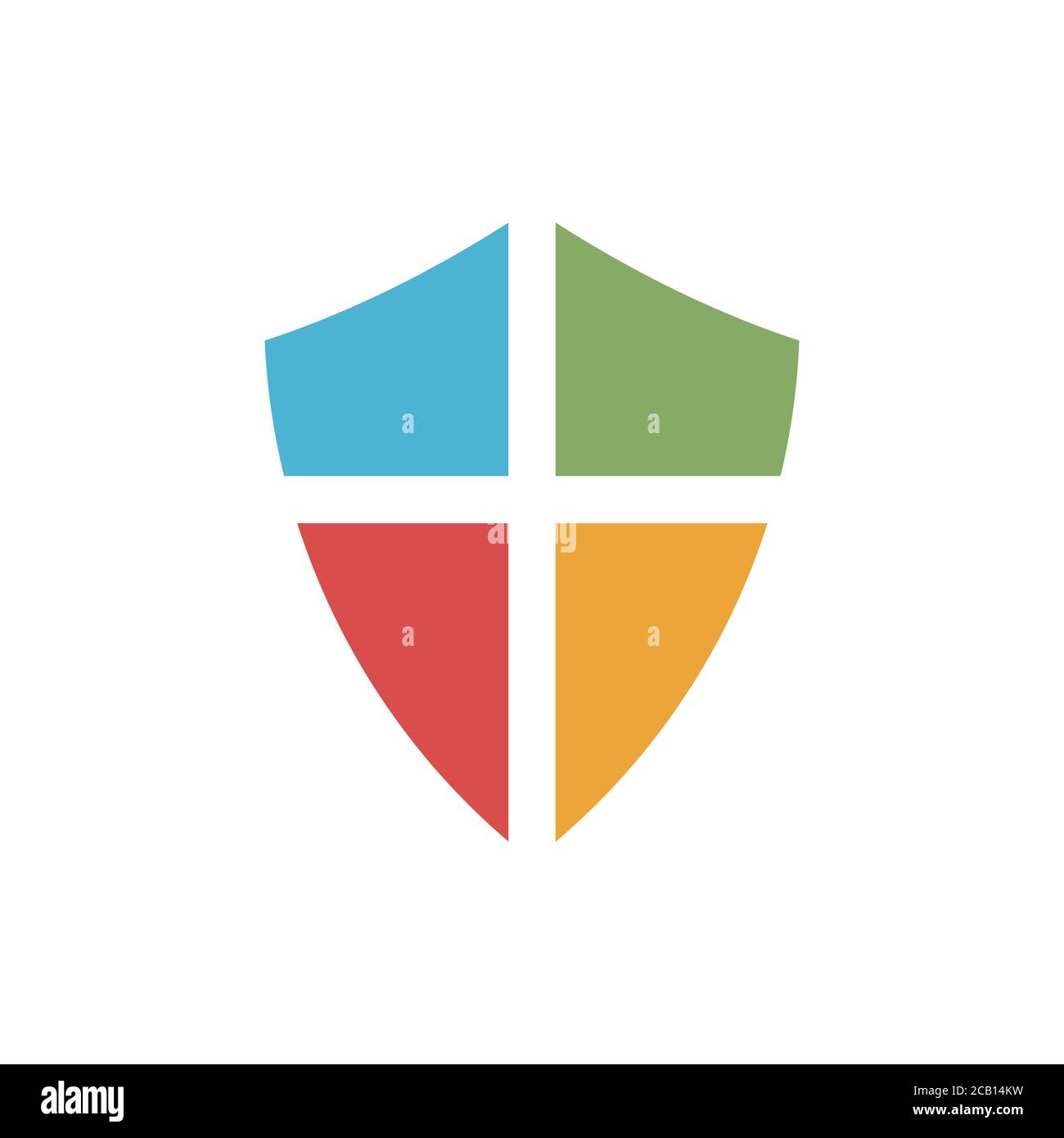 Farbiges Schildsymbol mit Kreuz. Sicherheitskonzept für den Schutz. Symbol „Datenschutz“. Vektordarstellung auf weißem Hintergrund isoliert. Stock Vektor