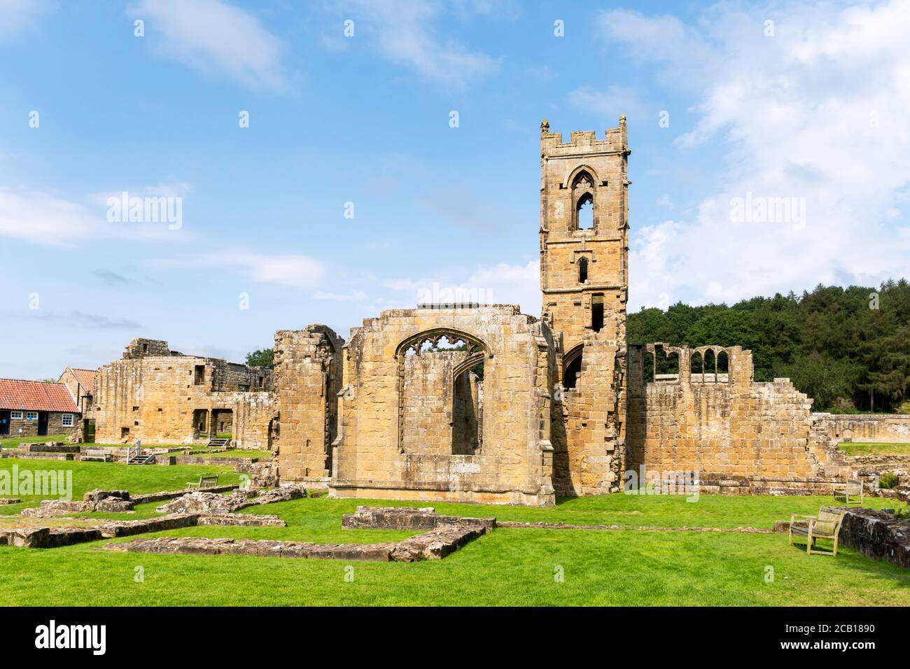 Die Ruinen der Kirche von Mount Grace Priory, East Harlsey, North Yorkshire, England, Großbritannien Stockfoto