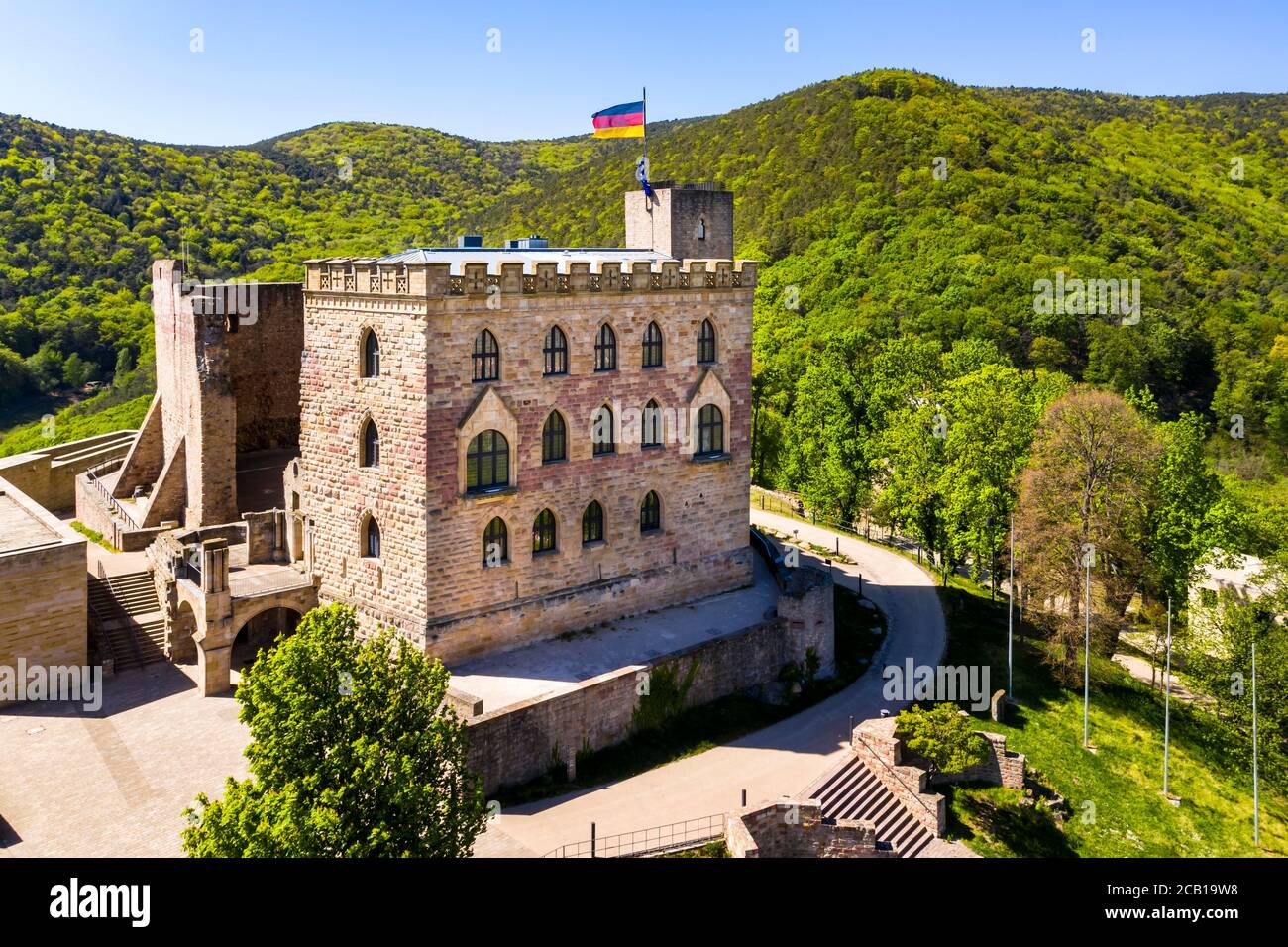 Luftaufnahme, Hambacher Schloss, Hambach, Neustadt an der Weinstraße, Rheinland-Pfalz, Deutschland Stockfoto