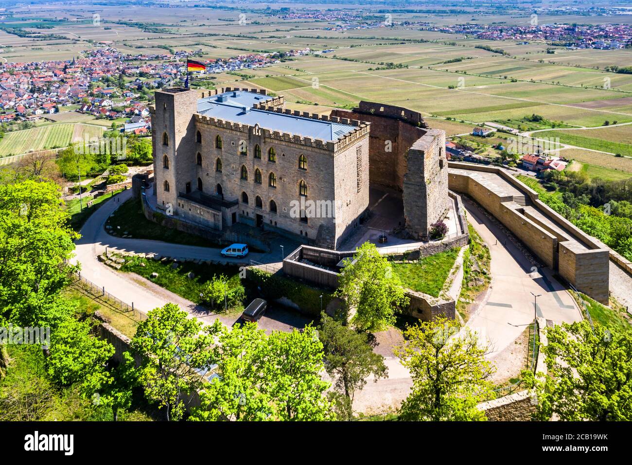 Luftaufnahme, Hambacher Schloss, Hambach, Neustadt an der Weinstraße, Rheinland-Pfalz, Deutschland Stockfoto