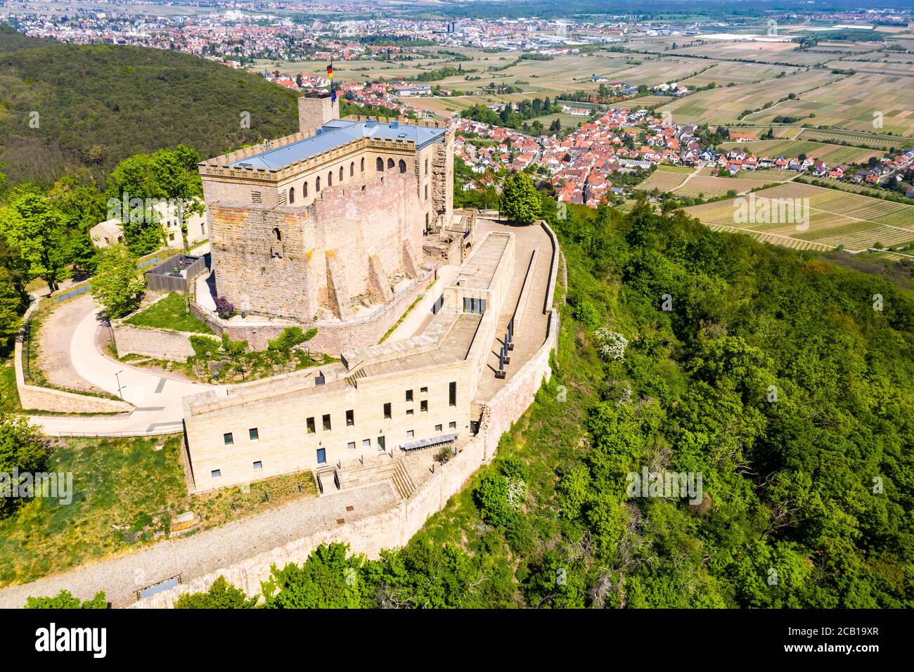 Luftaufnahme, Hambacher Schloss, Hambach, Neustadt an der Weinstraße, Rheinland-Pfalz, Deutschland Stockfoto