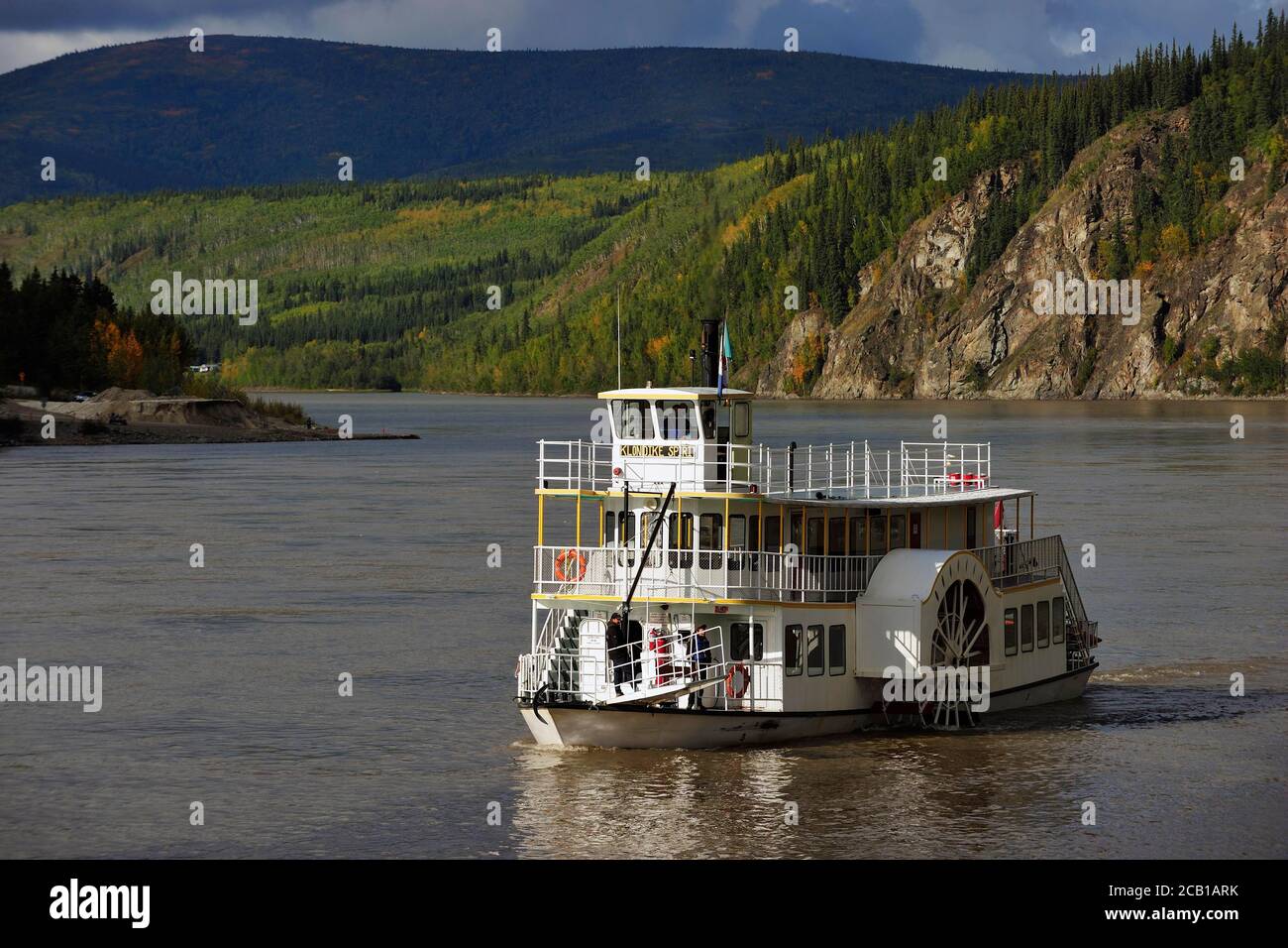 Klondike Spirit Fähre, Raddampfer über den Yukon River nach Dawson City, Dawson City, Yukon Territory, Kanada Stockfoto