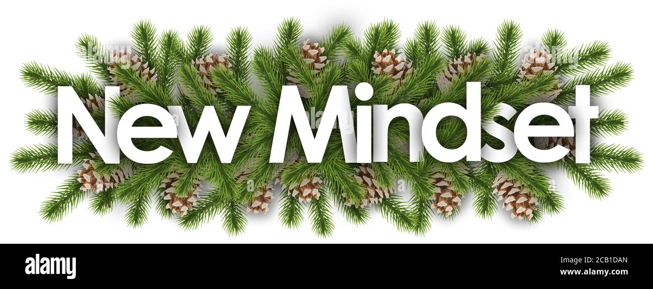 Neue Denkweise im weihnachtshintergrund - Kiefernzweige Stockfoto