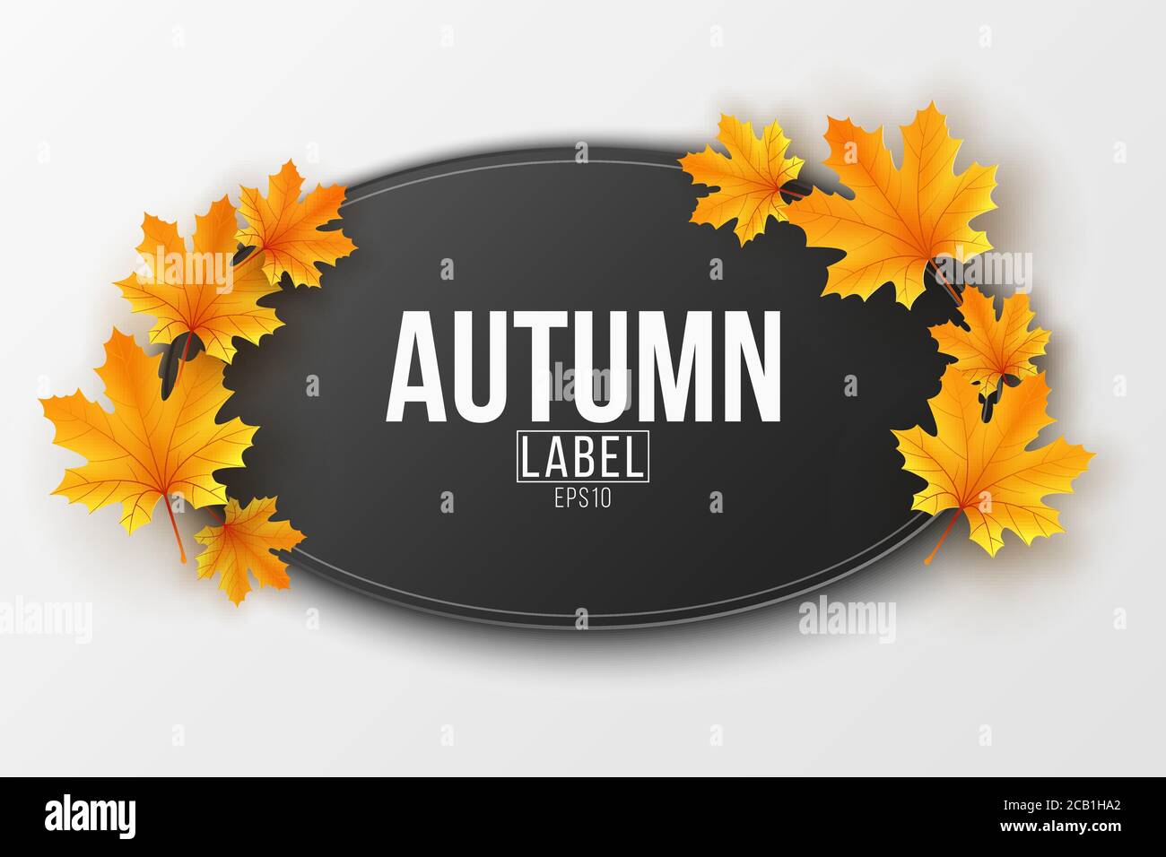 Herbst Saison Label mit Herbst Ahornblätter. Festliche Vorlage für Ihre Verkaufswerbung. Grußkarte. Vektorgrafik. EPS 10. Stock Vektor