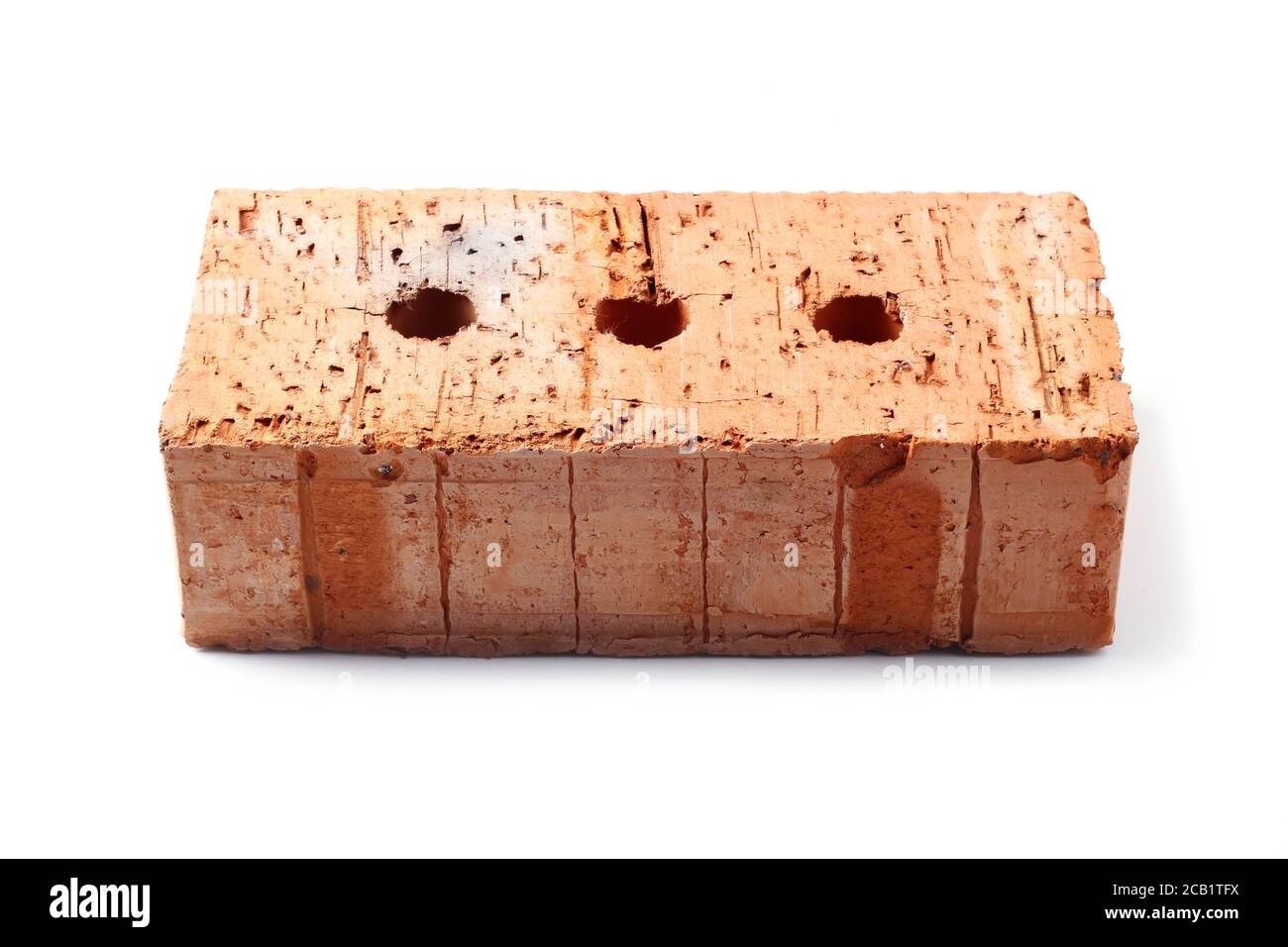 Ton Ziegel Nahaufnahme isoliert auf weißem Hintergrund Stockfoto