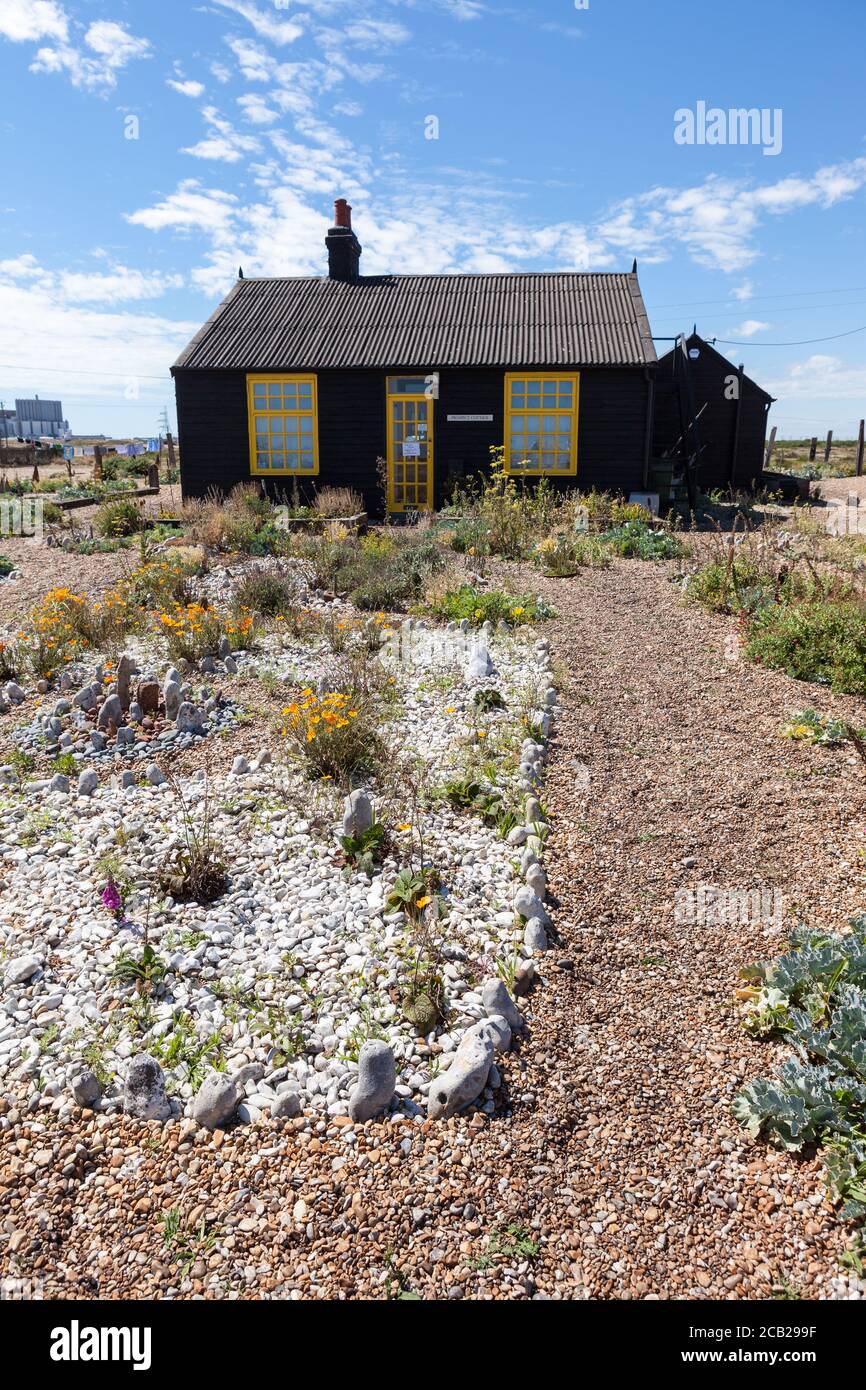 Prospect Cottage and Garden, Dungeness, Heimat des verstorbenen Derek Jarman Künstlers und Filmregisseurs, Kent, England, Großbritannien, GB Stockfoto