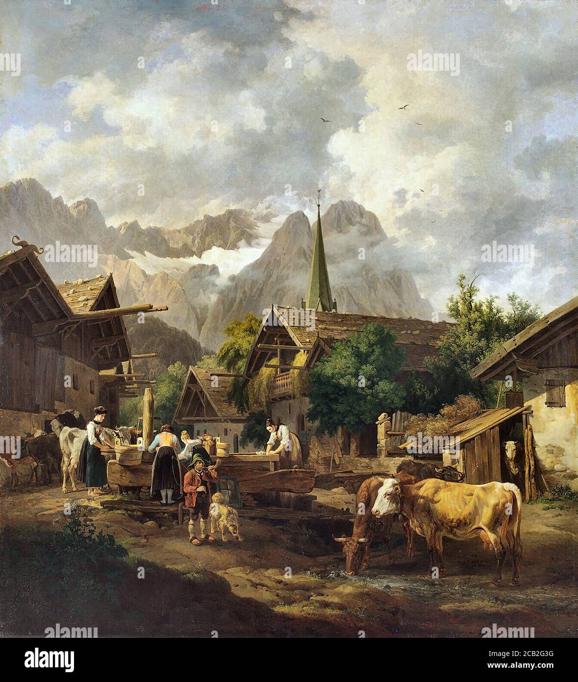 Hess Peter von - Morgen in Partenkirchen - Deutsche Schule - 19. Jahrhundert Stockfoto