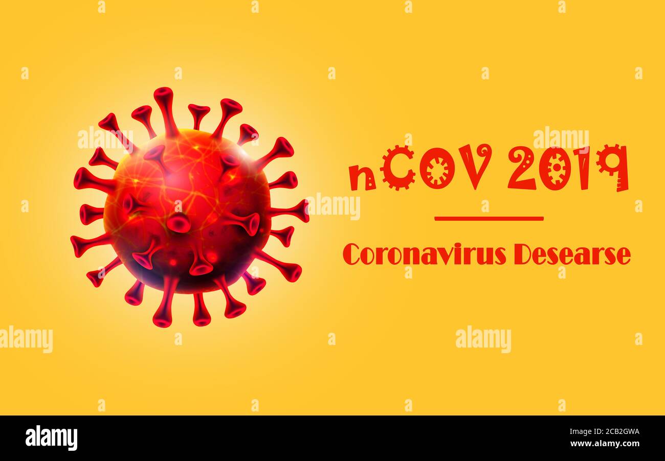 Das COVID-19 Virus , Coronavirus Banner, medizinische Zellen Illustration der 2019-nCoV Zusammenbruch , Biologie und Virologie Konzept Stockfoto