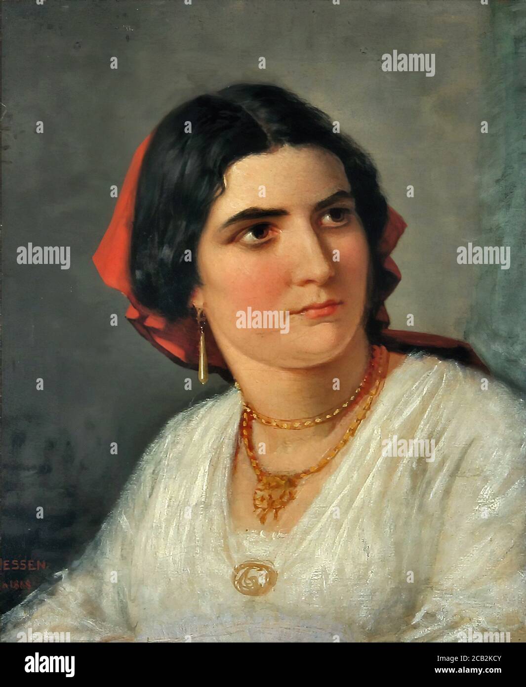 Jessen Carl Ludwig - Porträt einer jungen Römerin - Deutsche Schule - 19. Jahrhundert Stockfoto