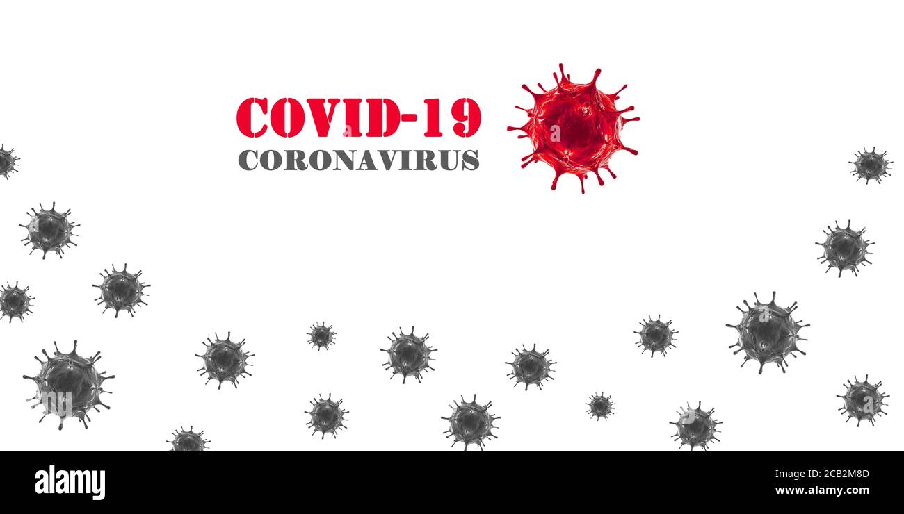 SARS-CoV-2, Inschrift Coronavirus 2019 3D-Illustration, Professional Abstract COVID-19, Wissenschaft Gesundheit, medizinische Organisationen Konzept Stockfoto