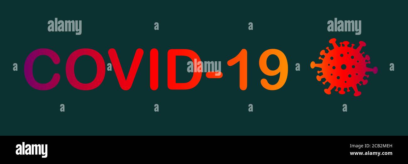 Banner Coronavirus COVID-19 für Web bunte covid 19 Testwort Mit Corona-Symbol Stockfoto