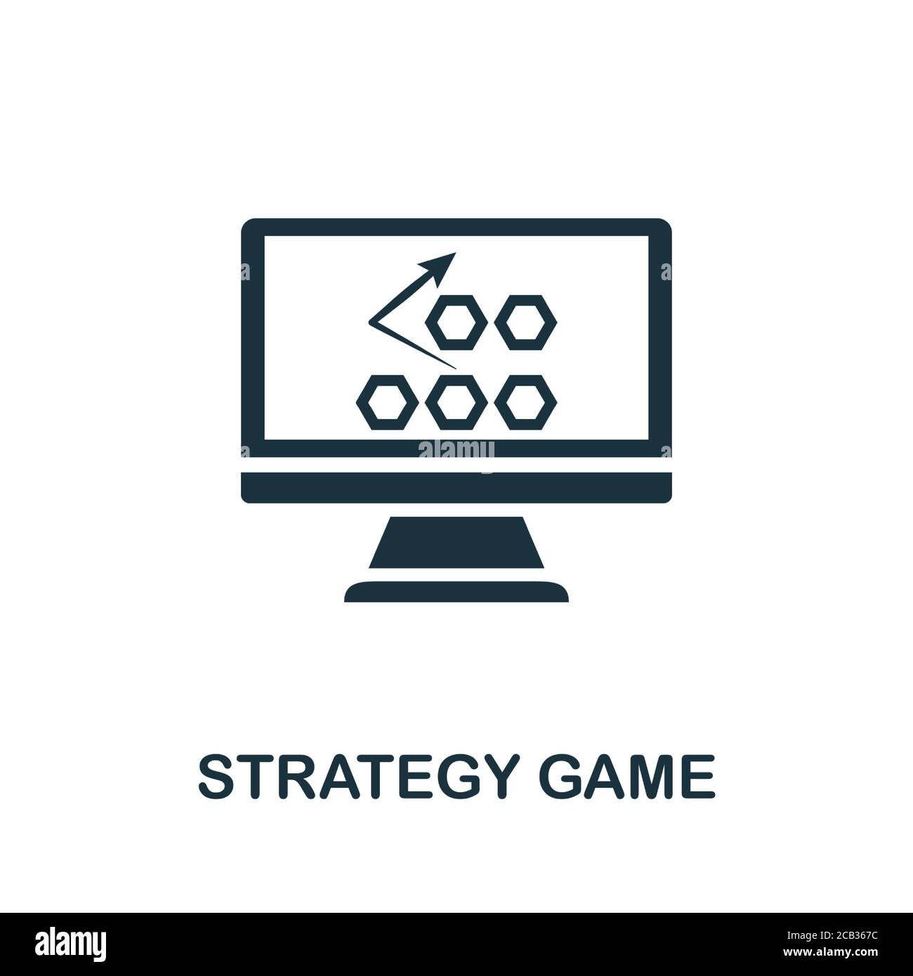 Symbol „Strategiespiel“. Einfaches Element aus der Sammlung der Spieleentwicklung. Gefülltes Strategiespiel-Symbol für Vorlagen, Infografiken und mehr Stock Vektor
