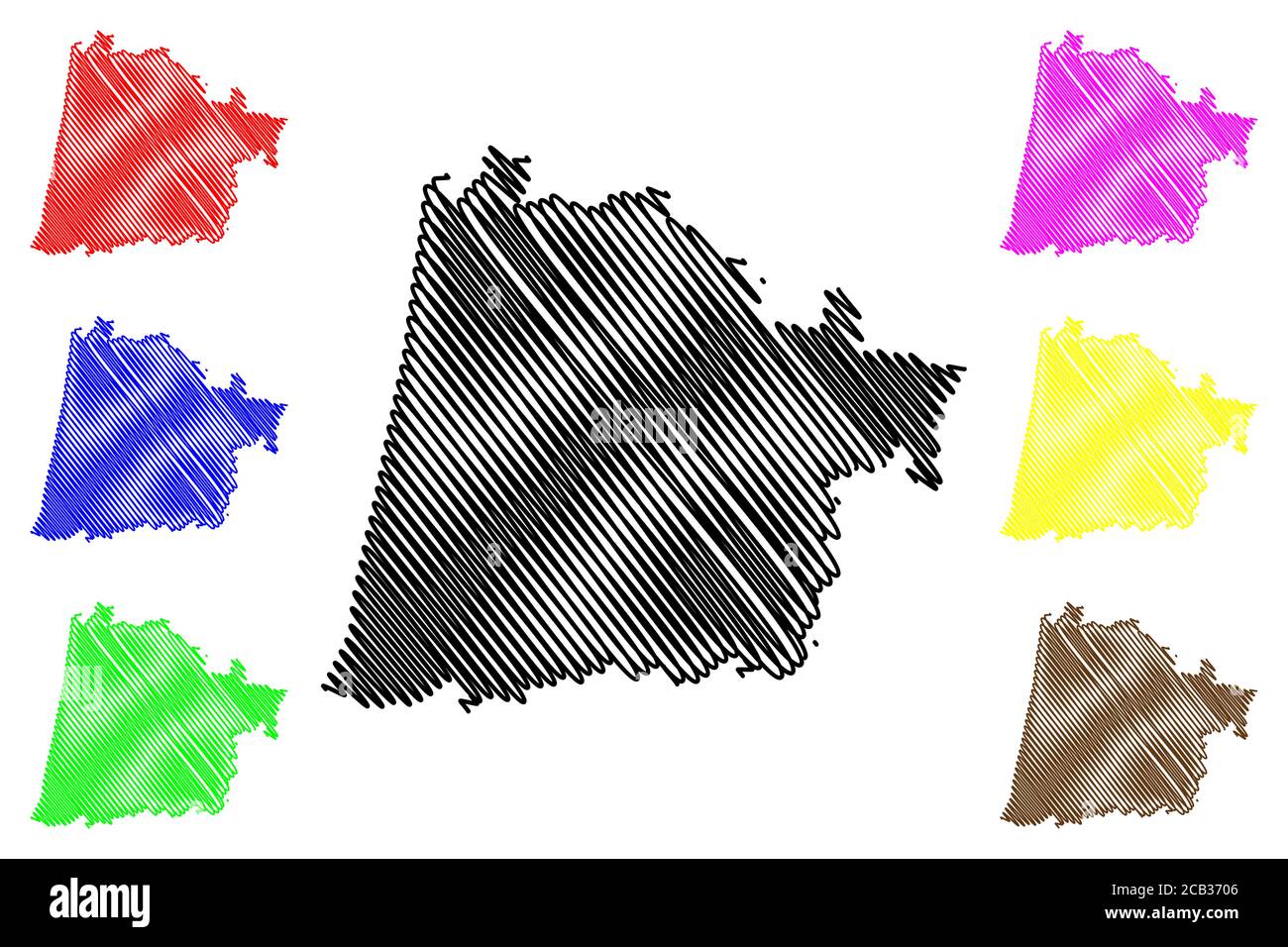 Departamento Landes (Frankreich, Frankreich, Frankreich, Region Nouvelle-Aquitaine) Karte Vektorgrafik, Skizze Lanas Karte Stock Vektor