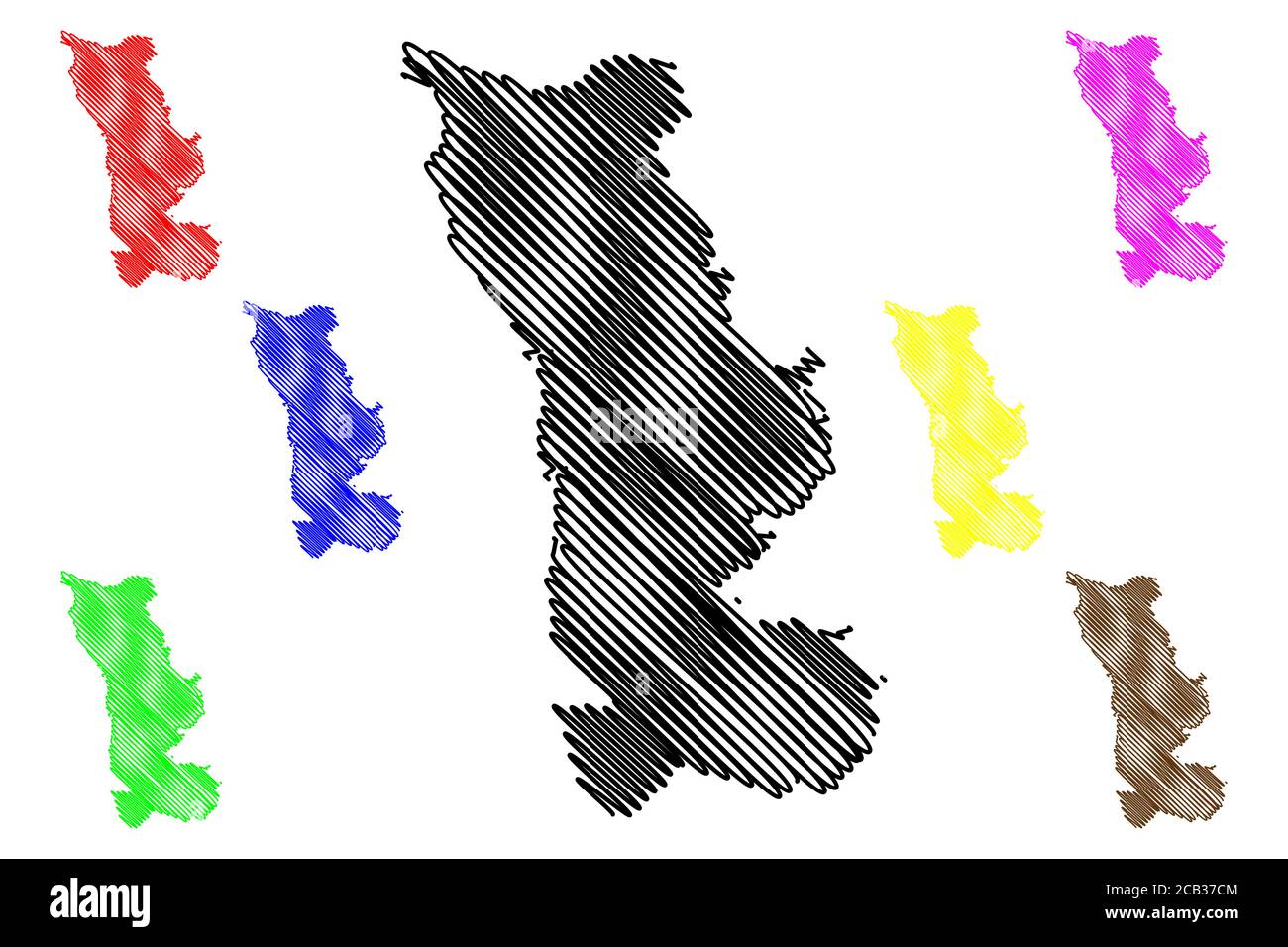 Departamento Manche (Frankreich, Frankreich, Frankreich, Normandie oder Normandie) Karte Vektorgrafik, Skizze Manche Karte Stock Vektor