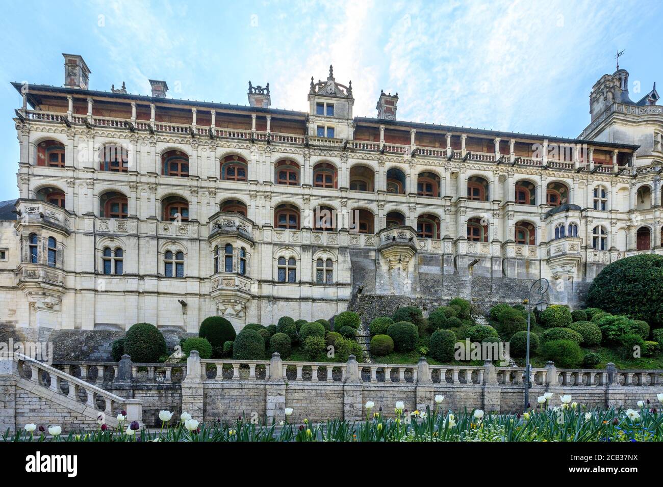 Frankreich, Loir et Cher, Loire-Tal UNESCO-Weltkulturerbe, Blois, Chateau de Blois, königliche Burg, Fassade des Loges in Francois I Flügel // F Stockfoto