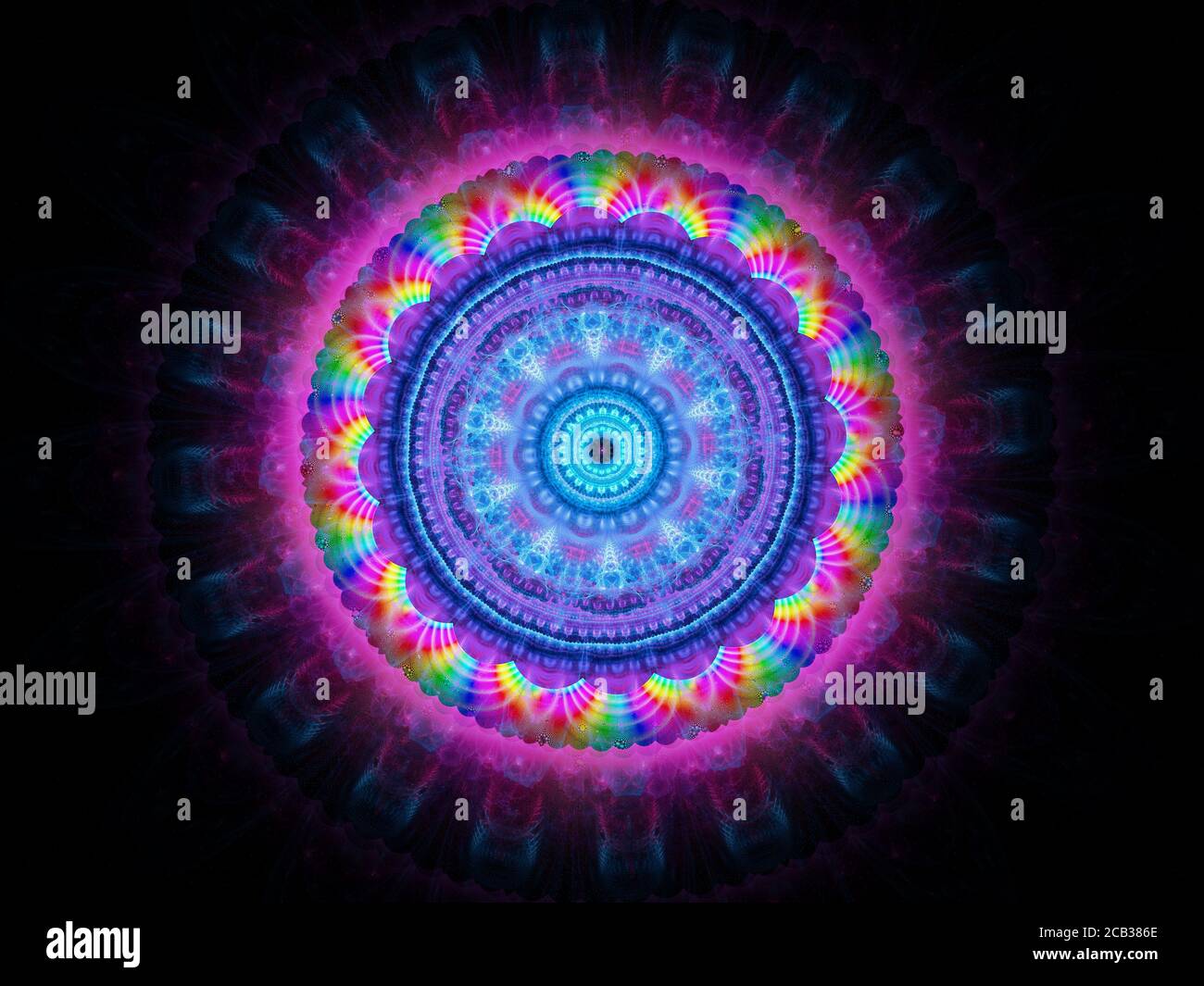 Bunte Modder lmbtq + Raum Mandala isoliert auf schwarz, blm, Computer generiert abstrakten Hintergrund, 3D-Rendering Stockfoto