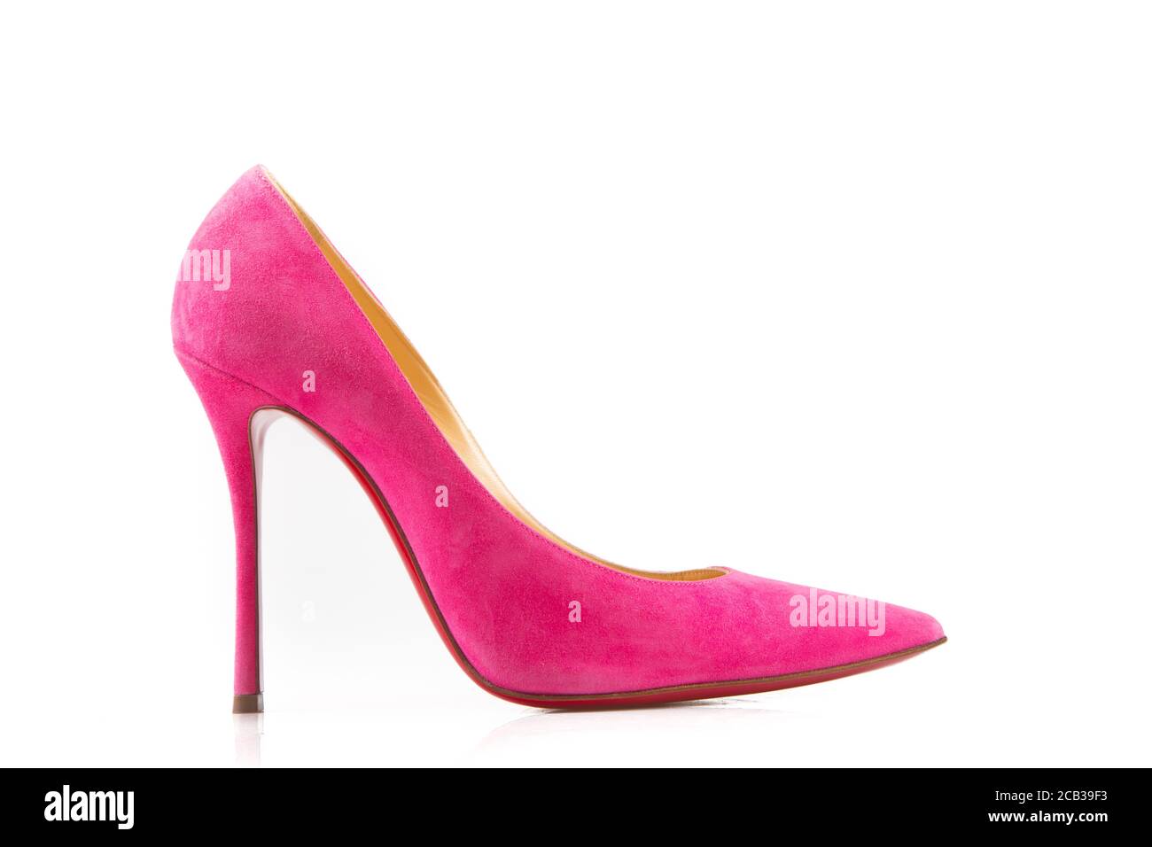 Veloursleder Damen rosa High Heels Stockfoto