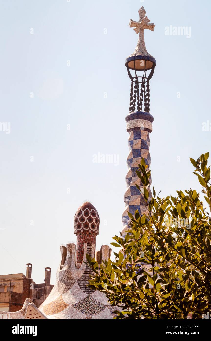 Antonio Gaudí Park Güell in Barcelona Modernisme Architecture, Spanien. Stockfoto