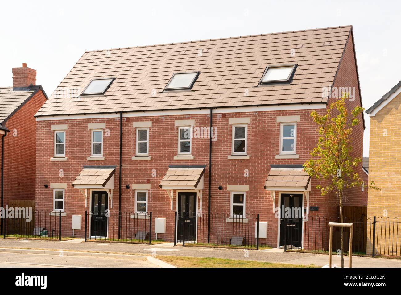 Neubau Häuser in der Stortford Fields Wohnsiedlung Entwicklung. Bishop's Stortford, Hertfordshire. England. VEREINIGTES KÖNIGREICH. Stockfoto