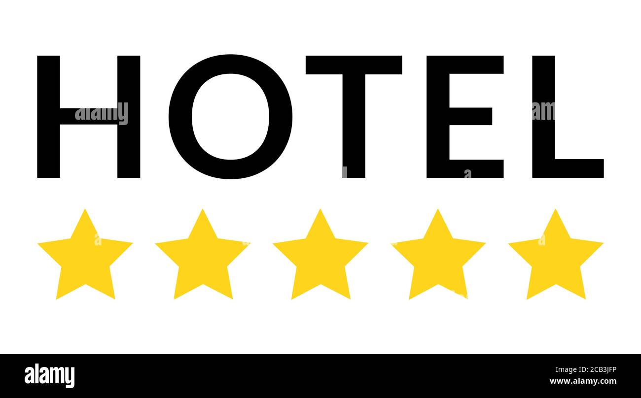 5-Sterne-Hotel-Banner. Dienstsymbol für Qualitätsrang auf weißem Hintergrund isoliert Stock Vektor