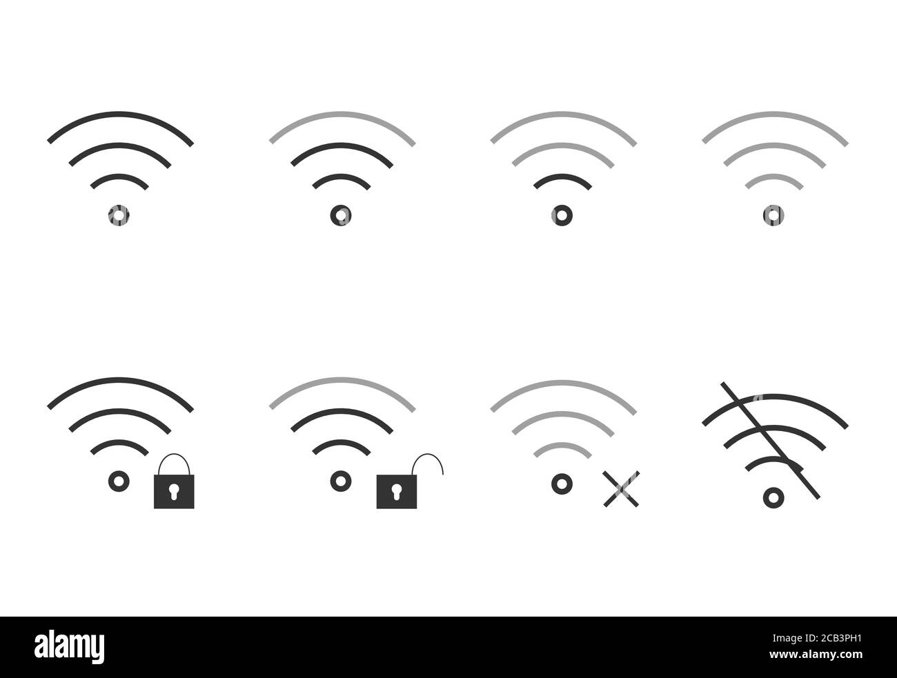 Wi-Fi-Symbole eingestellt. Internet-Vektor-Symbol mobile Schnittstelle Konzept Stock Vektor