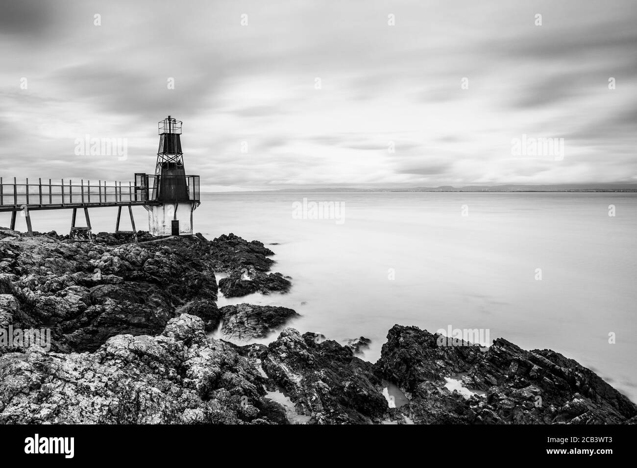 Portishead Point Leuchtturm in Portishead auf Felsen neben dem River Severn Stockfoto