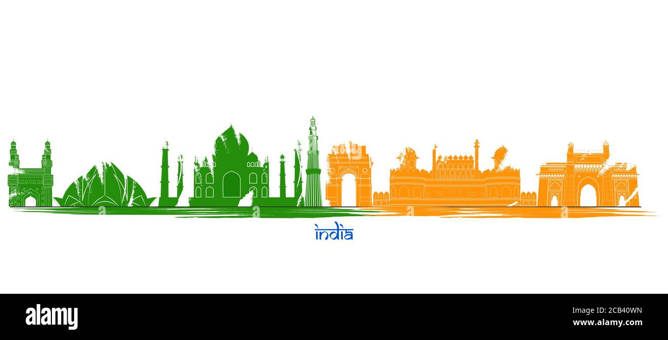 Illustration des berühmten indischen Denkmal Stadtbild für Unabhängigkeit Republik Tourismus oder Marketing Zweck Stock Vektor