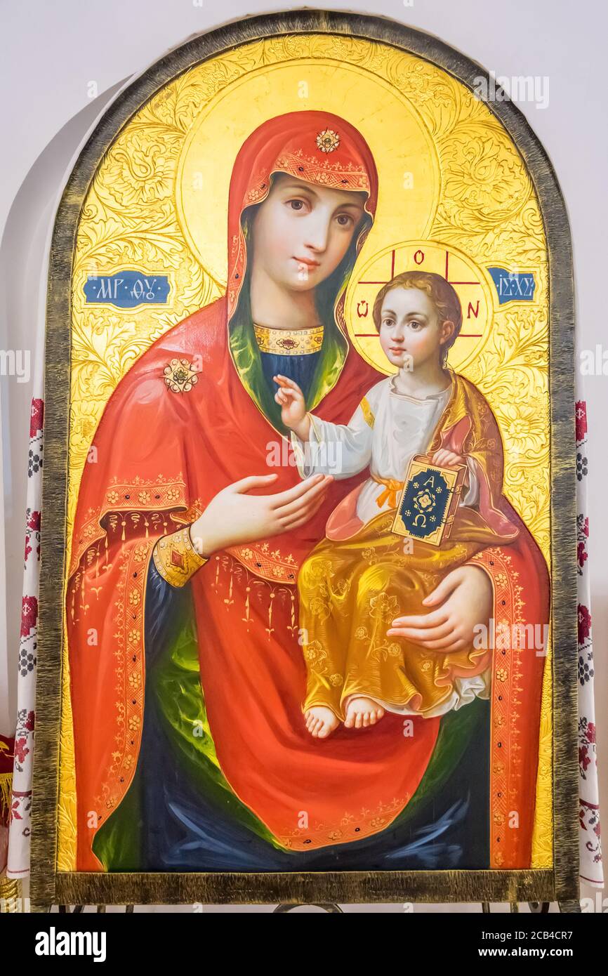 Christliche Ikone im Kloster der Larven in Pechersk (Höhlenkloster) in der Ukraine Kiew. Stockfoto