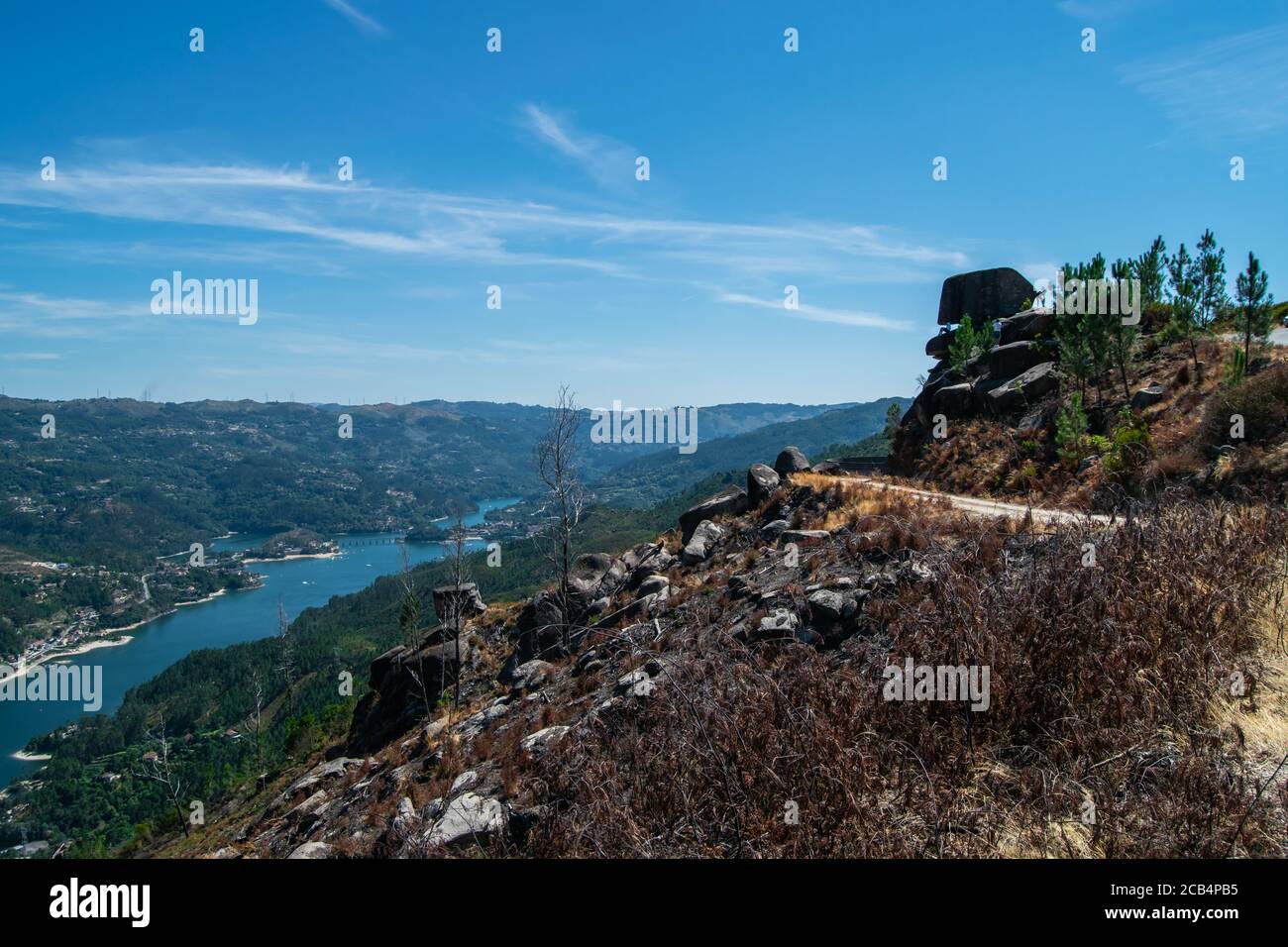 Parque national Peneda Gerês Portugal National Park Reserve Caniçada Aussicht Vom höchsten Punkt der Berge Stockfoto