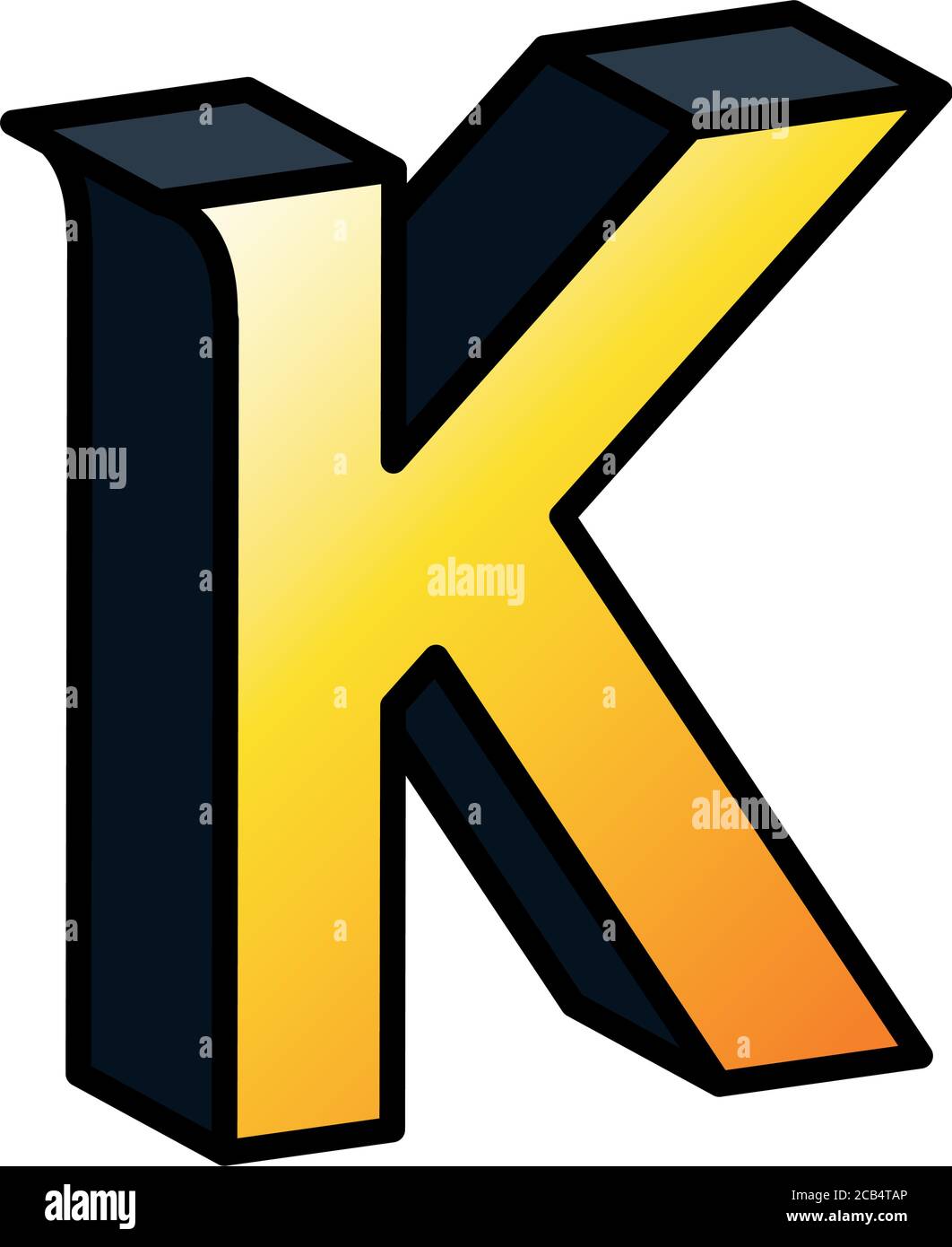 3d k Buchstaben Design, Schriftzug Typografie Retro und Comic-Thema Vektor Illustration Stock Vektor