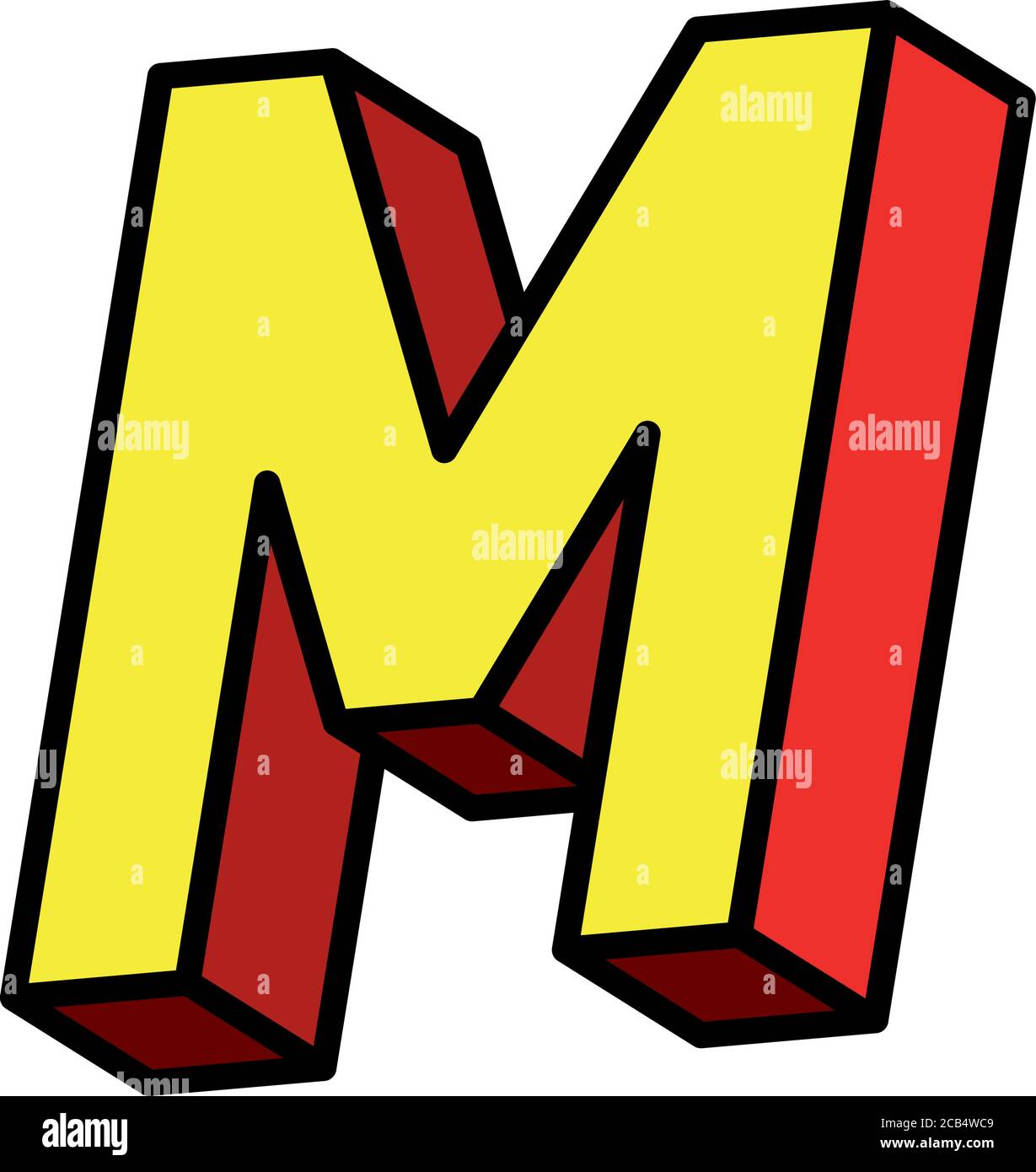 3d m Buchstaben Design, Schriftzug Typografie Retro und Comic-Thema