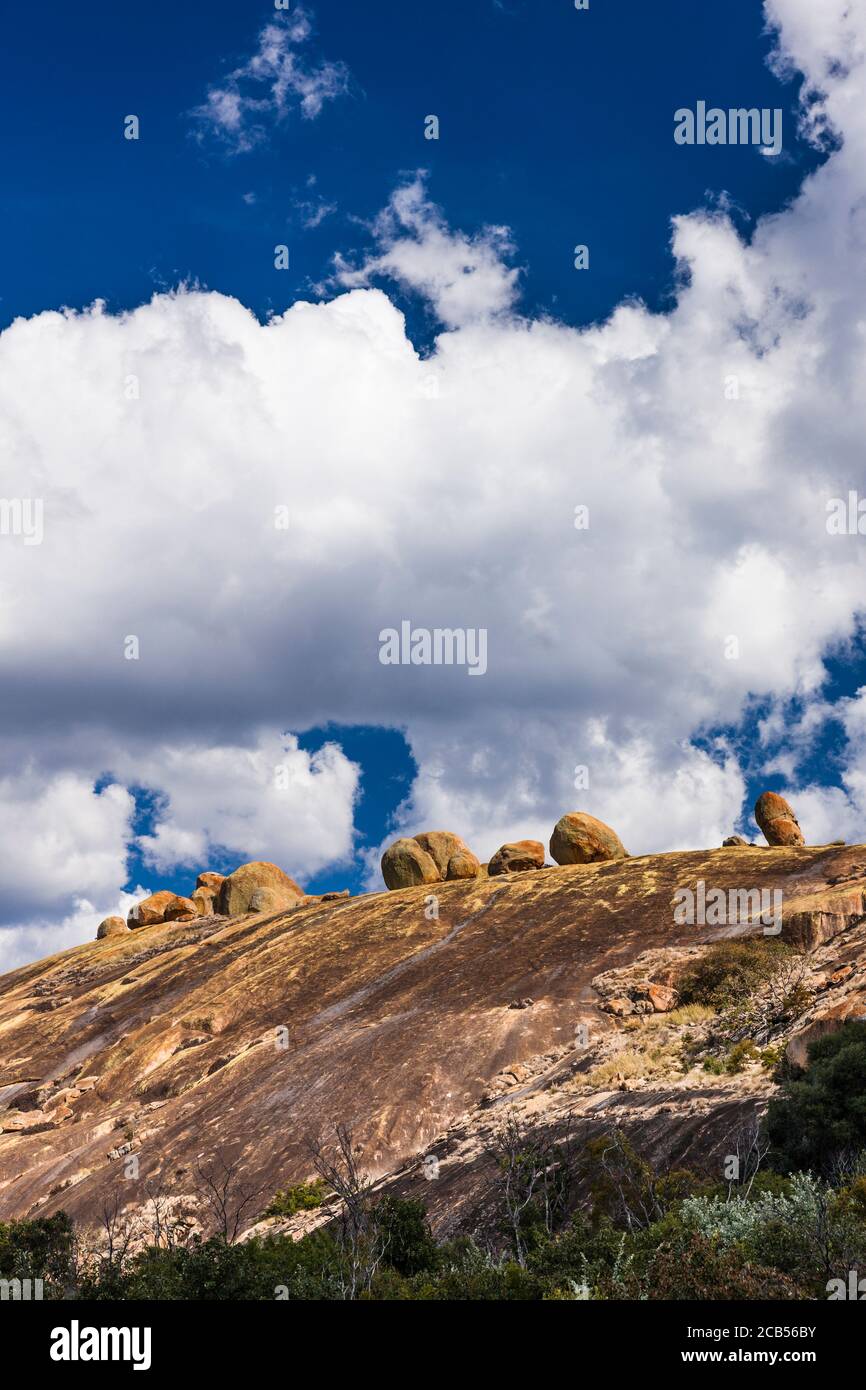 Matobo Hügel, dramatische natürliche Felsformationen, Felskunst, Matobo Nationalpark, Vororte von Bulawayo, Matabeleland Süd, Simbabwe, Afrika Stockfoto