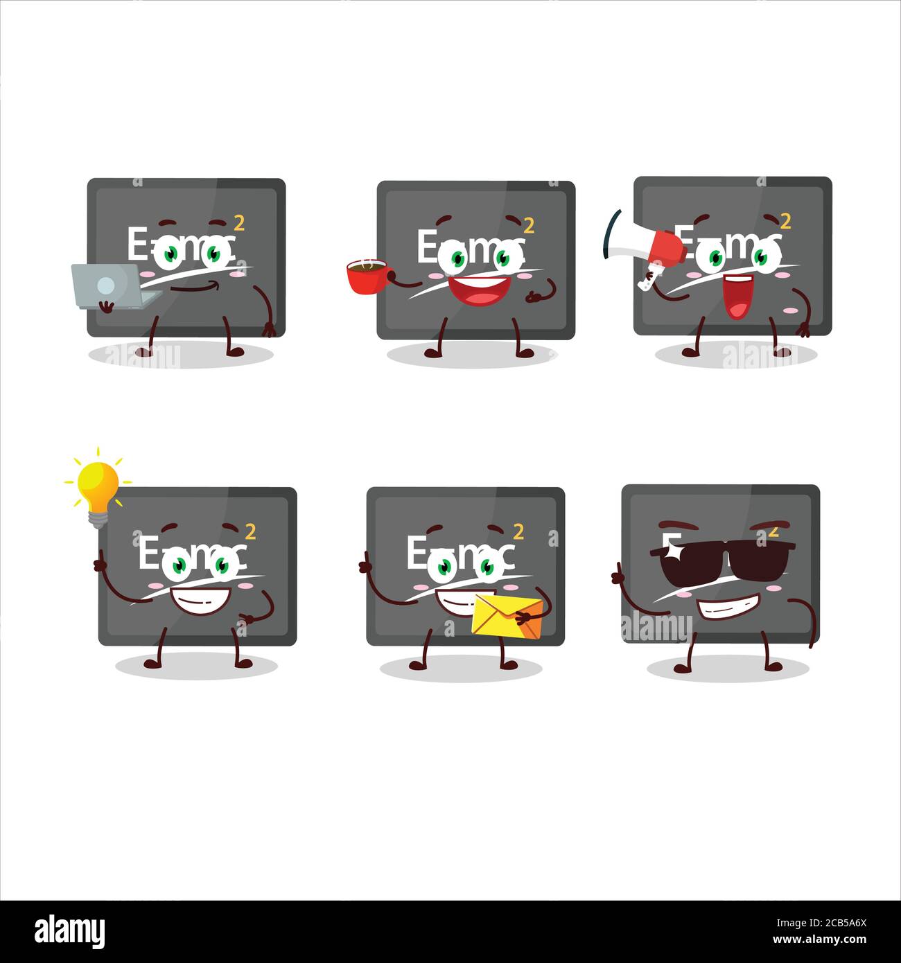 Physic Board Cartoon Charakter mit verschiedenen Arten von Business Emoticons Stock Vektor