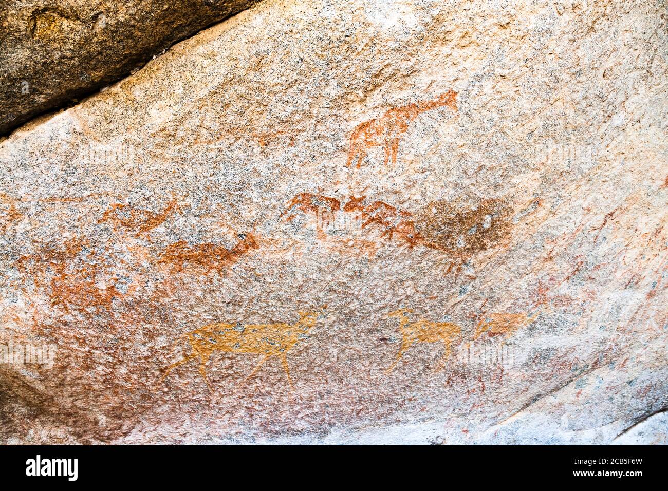 Matobo Hügel, 'Silozwane Höhle' Felsenmalereien, Felskunst, Matobo Nationalpark, Vororte von Bulawayo, Matabeleland Süd, Simbabwe, Afrika Stockfoto