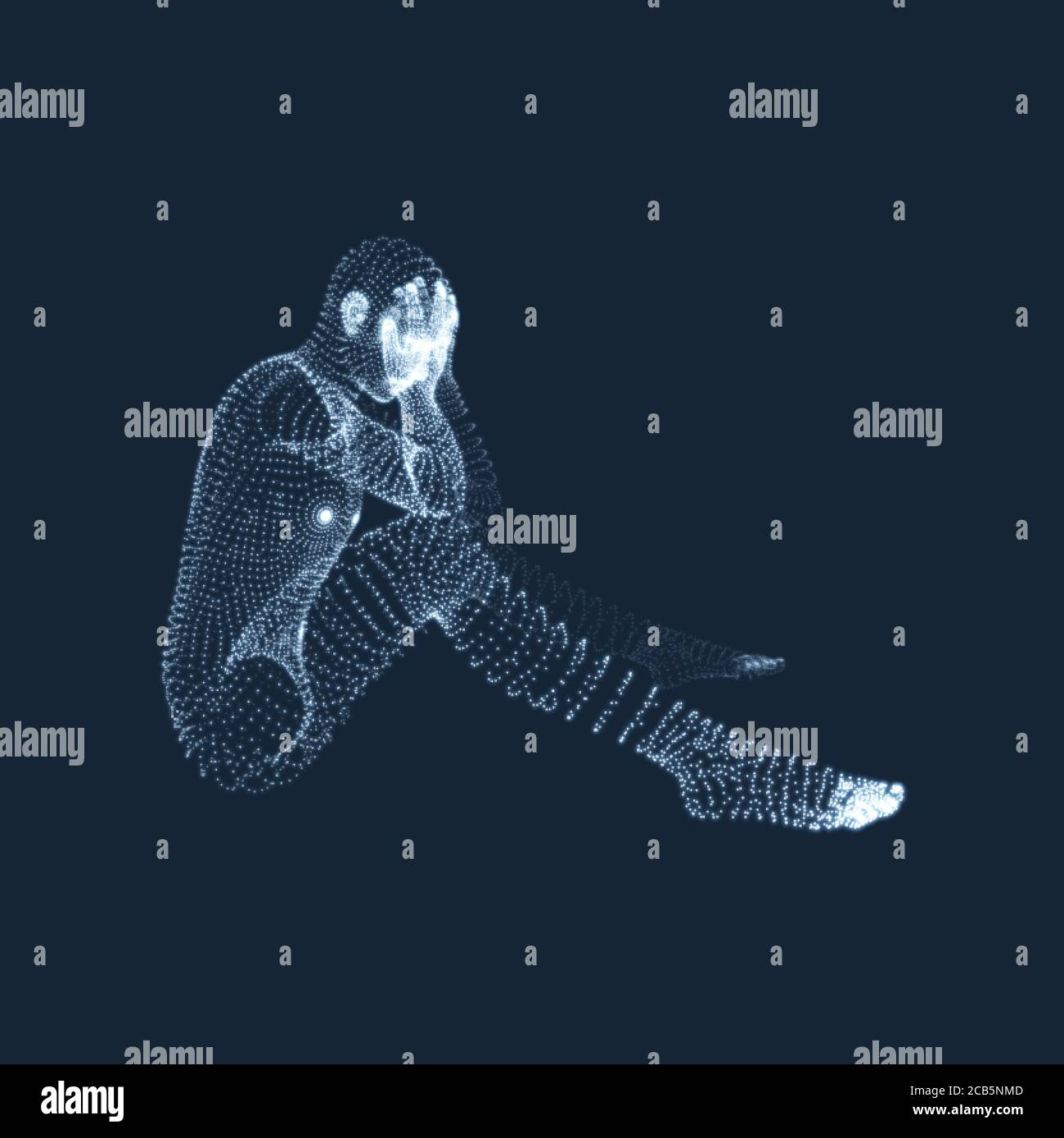 Mann in einem Denker darstellen. 3D-Modell des Menschen. Wirtschaft, Wissenschaft, Psychologie oder Philosophie Vektor Illustration. Stock Vektor