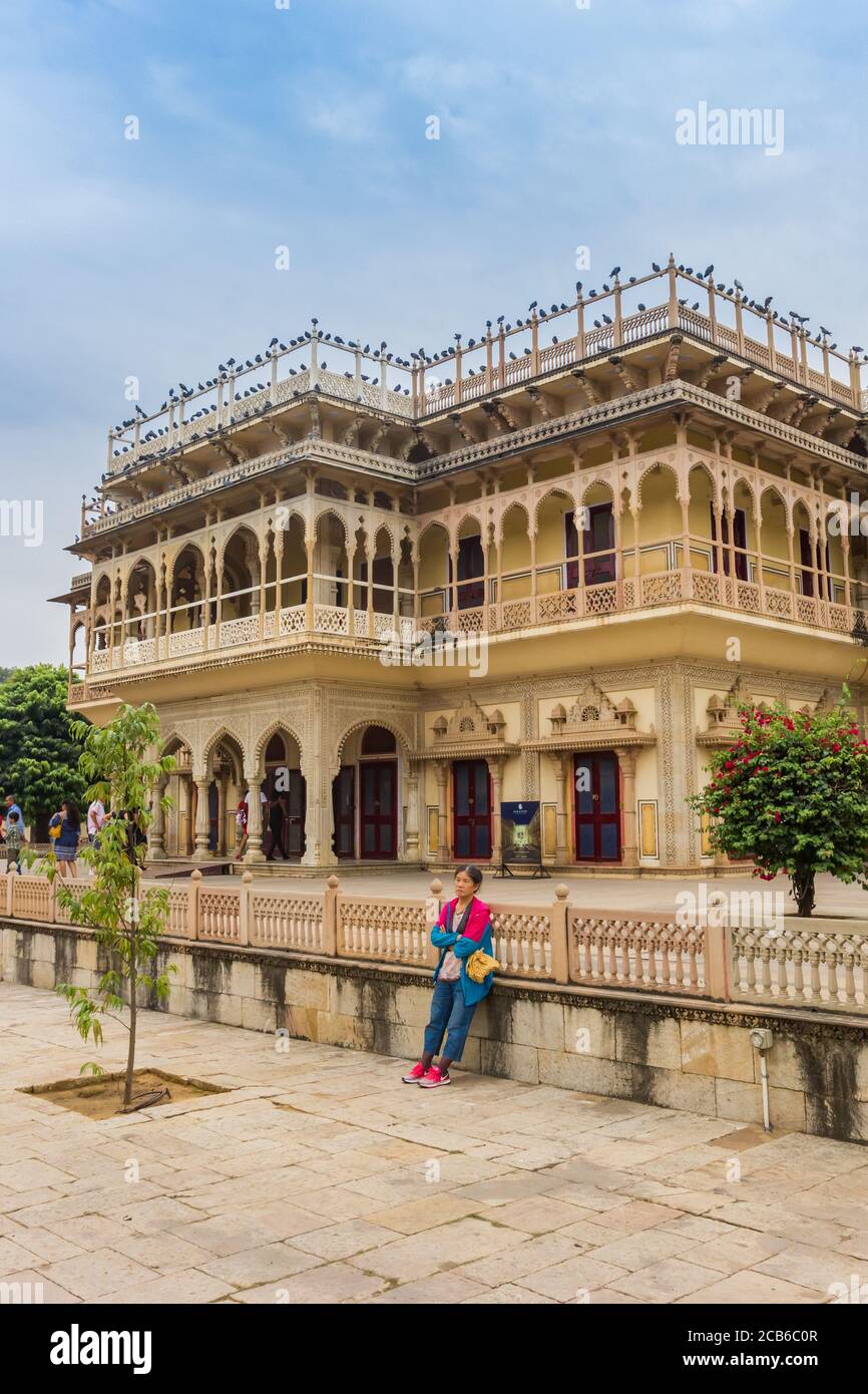 Mubarak Mahal Gebäude der Stadt Palast in Jaipur, Indien Stockfoto