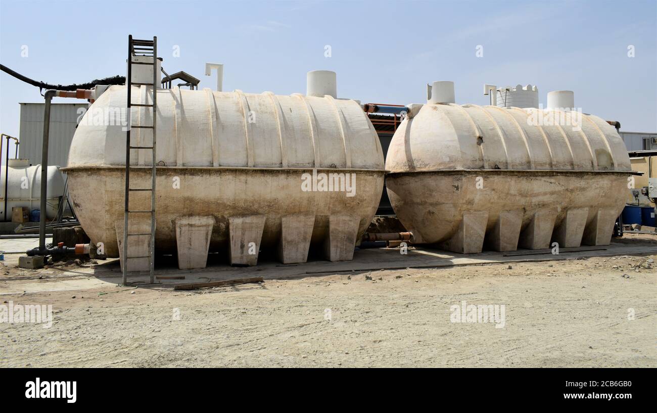 Kläranlage. STP-Anlage Neuinstallation Stockfoto