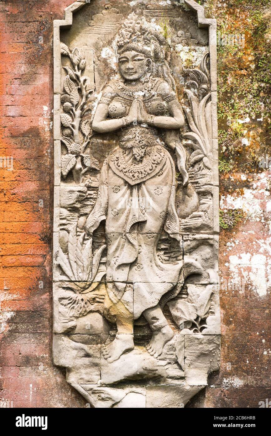 Flachrelief, Pura Luhur Batukaru Tempel, Bali, Indonesien Stockfoto