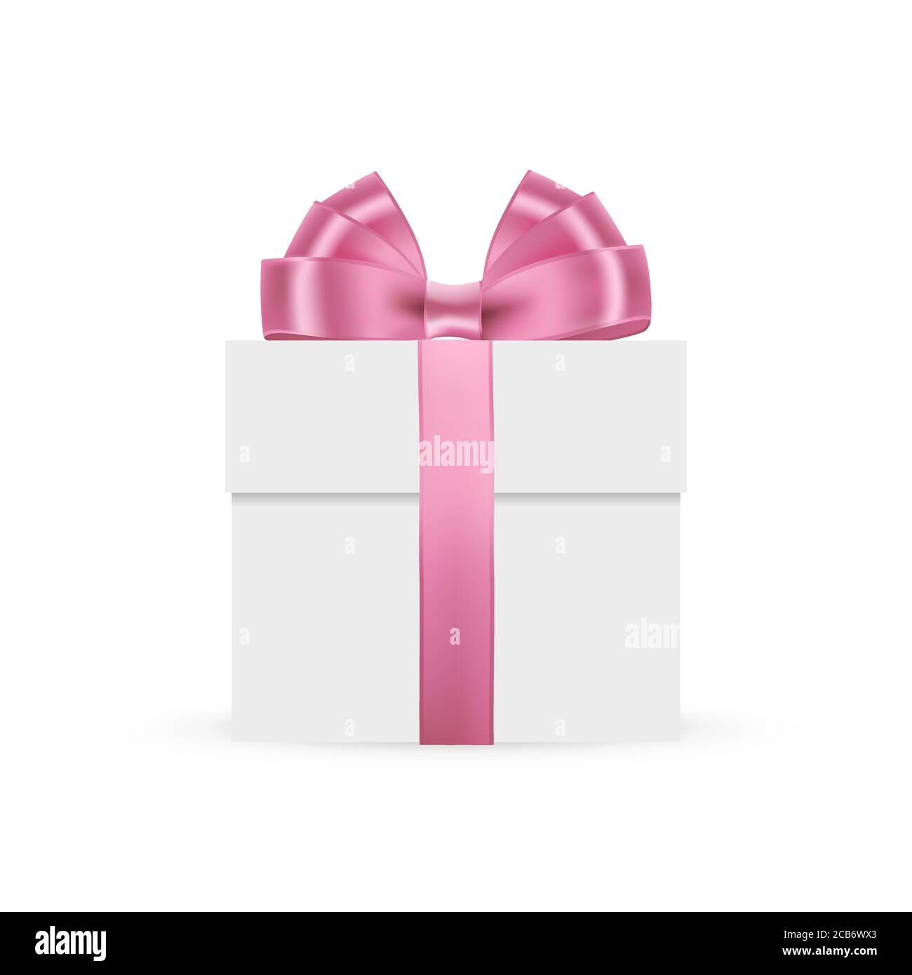 Geschenkbox mit rosa Schleife isoliert auf weißem Hintergrund Stock Vektor