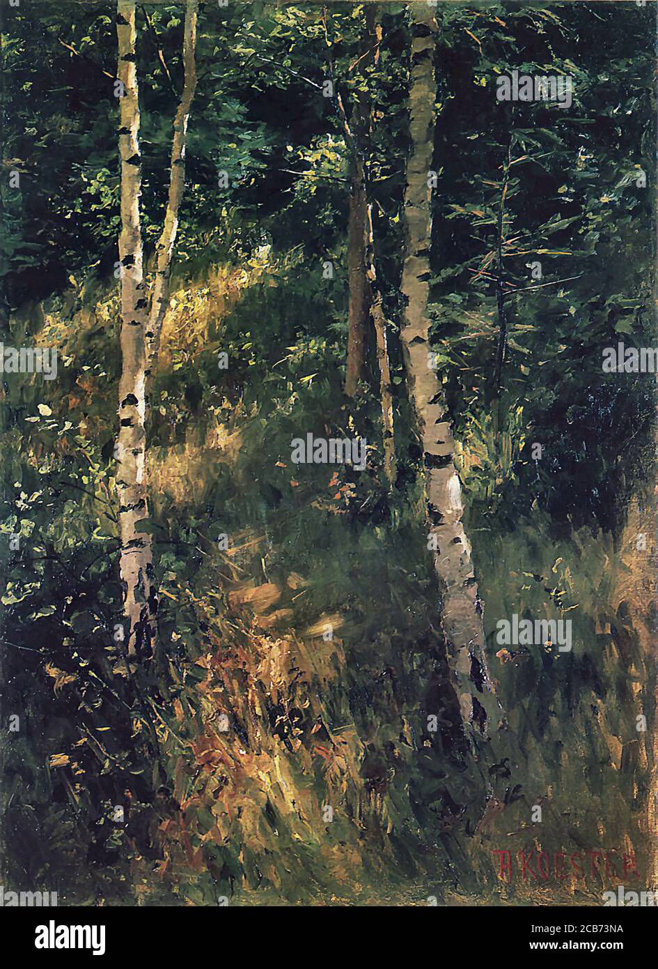 Koester Alexander - Birken - Deutsche Schule - 19. Jahrhundert Stockfoto