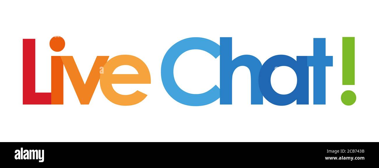 Live-Chat-Text in weißem Hintergrund Stockfoto