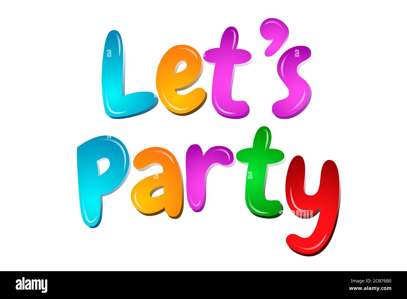 Let 's Party in Cartoon bunte Buchstaben Banner für Kinder Stockfoto