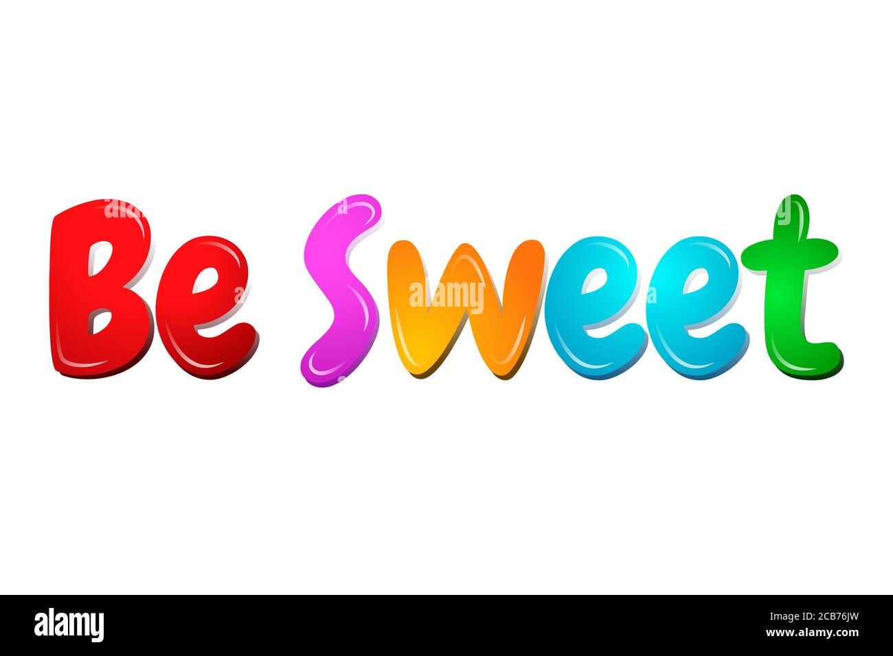 Sei süß in Cartoon bunte Buchstaben Banner für Kinder Stockfoto