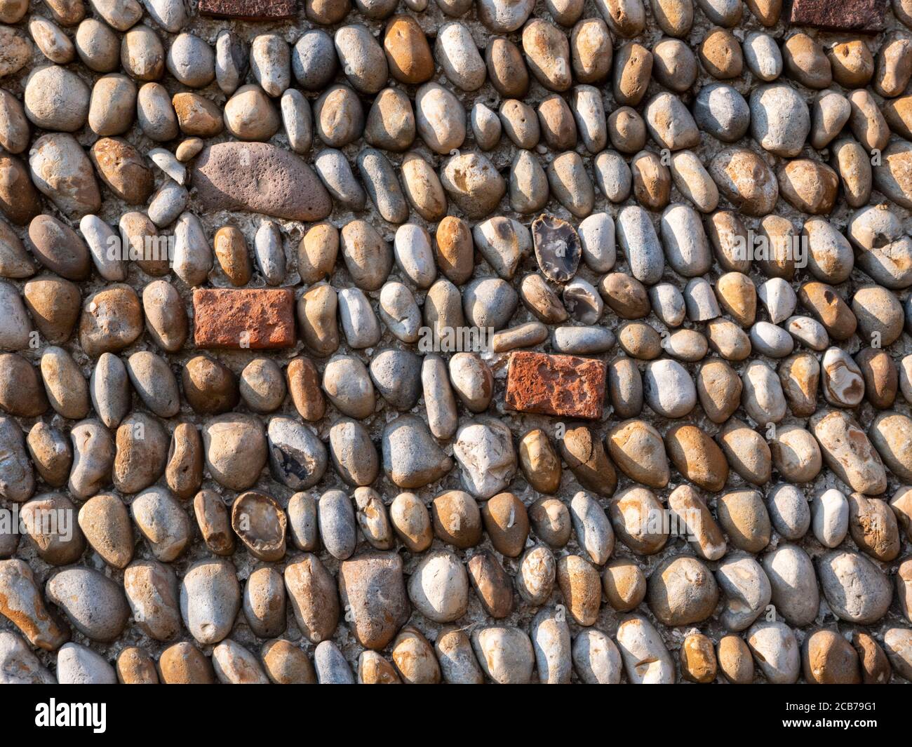 Flint Kieselsteine an einer Wand eines Hauses in Aldeburgh Suffolk UK Stockfoto