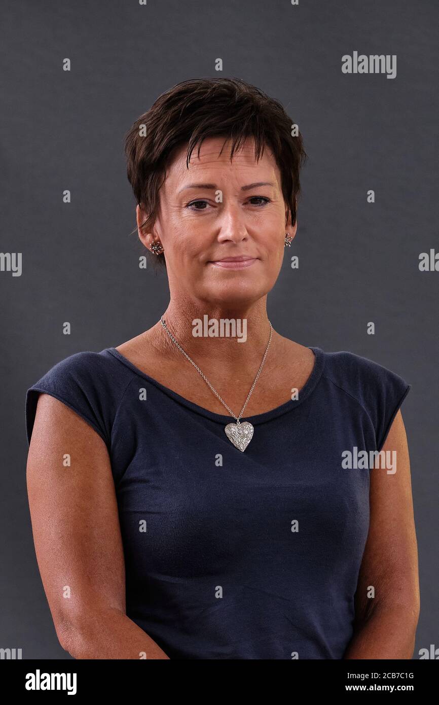 Der schottische Autor E. S. Thomson nimmt an einer Fotozelle während der Teil Edinburgh International Book Festival 2018 Stockfoto