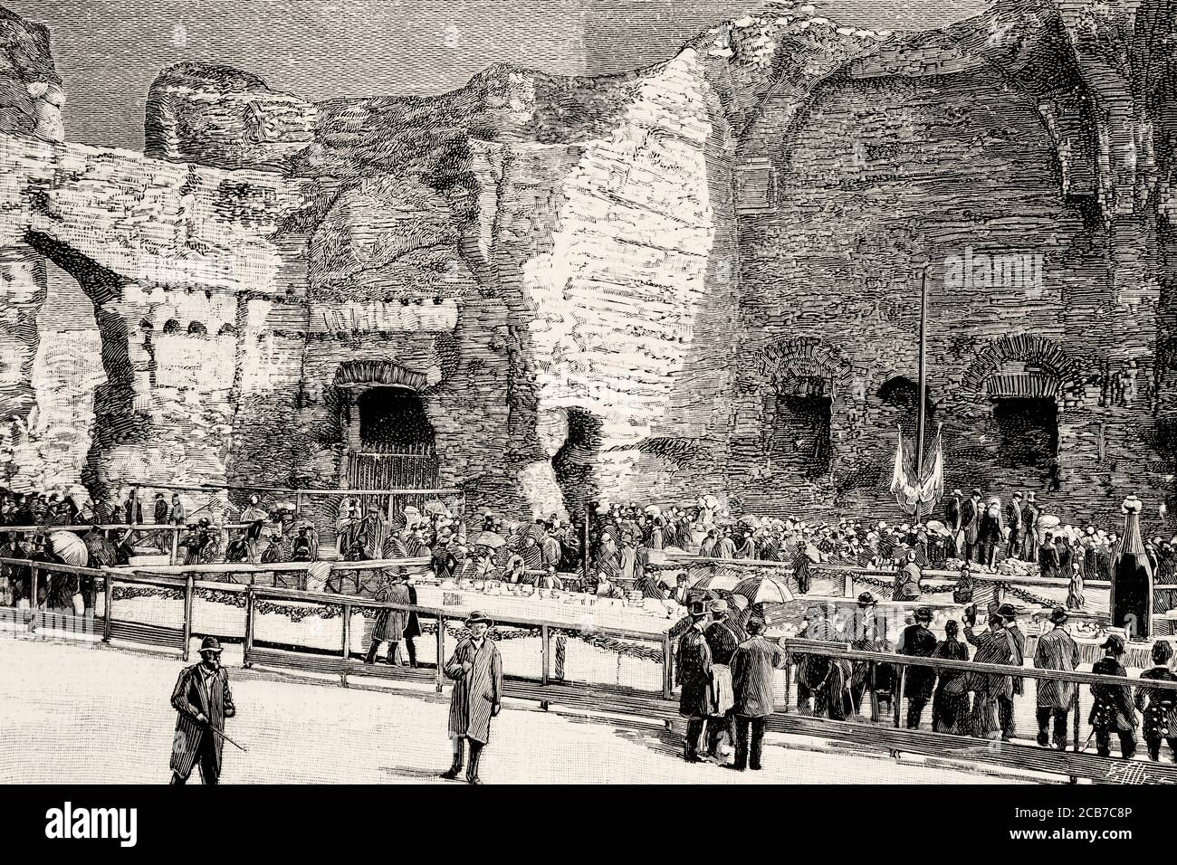 Ruinen der Caracalla-Thermen, Rom, Italien, Europa. Alte XIX Jahrhundert gravierte Illustration von La Ilustracion Española y Americana 1894 Stockfoto