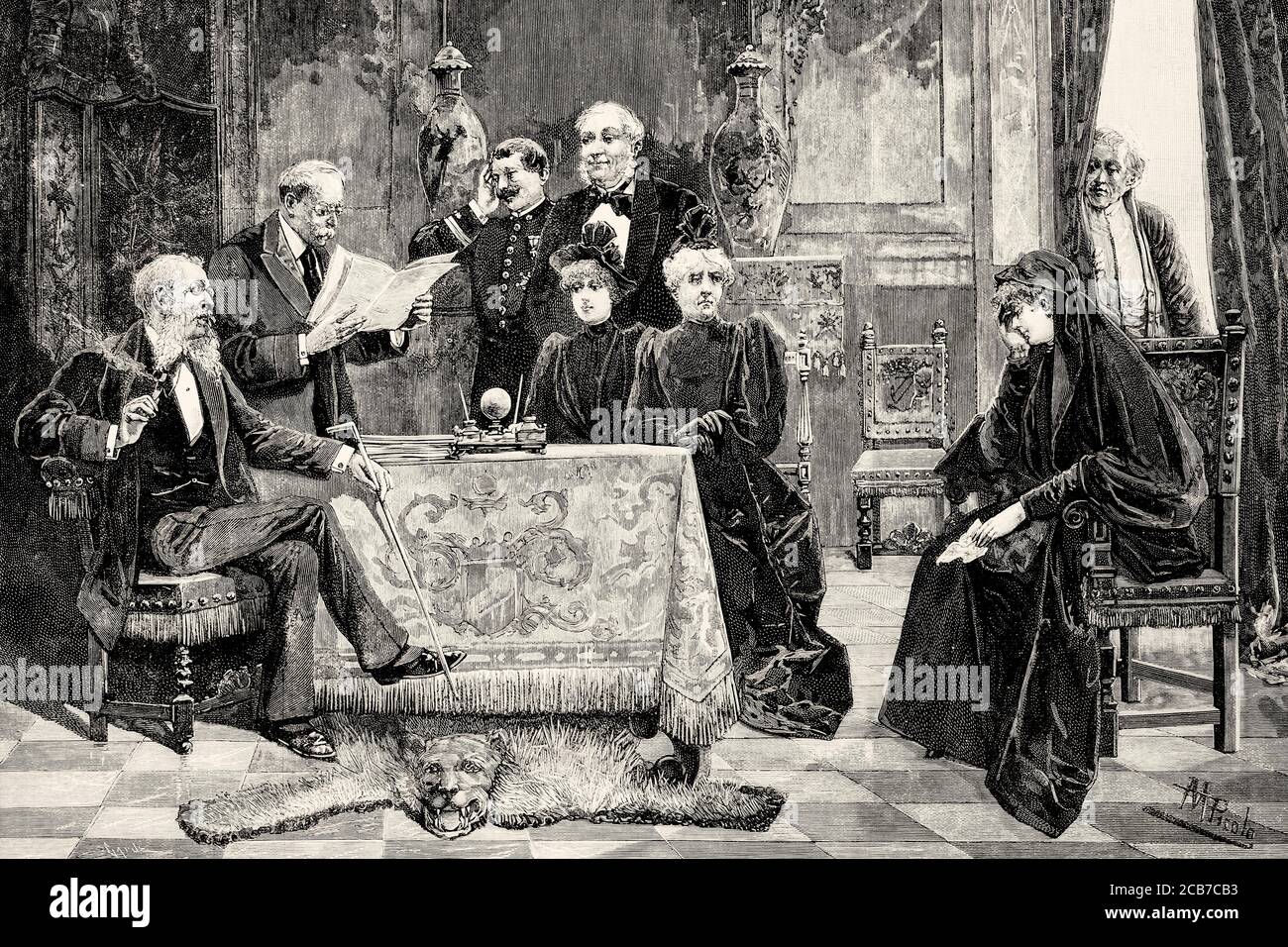 Leading the will painting von Manuel Picolo y López (Murcia 1855-1912) war ein spanischer Maler und Illustrator des 19. Jahrhunderts. Spanien. Alte XIX Jahrhundert gravierte Illustration von La Ilustracion Española y Americana 1894 Stockfoto Leading the will painting von Manuel Picolo y López (Murcia 1855-1912) war ein spanischer Maler und Illustrator des 19. Jahrhunderts. Spanien. Alte XIX Jahrhundert gravierte Illustration von La Ilustracion Española y Americana 1894 Stockfoto