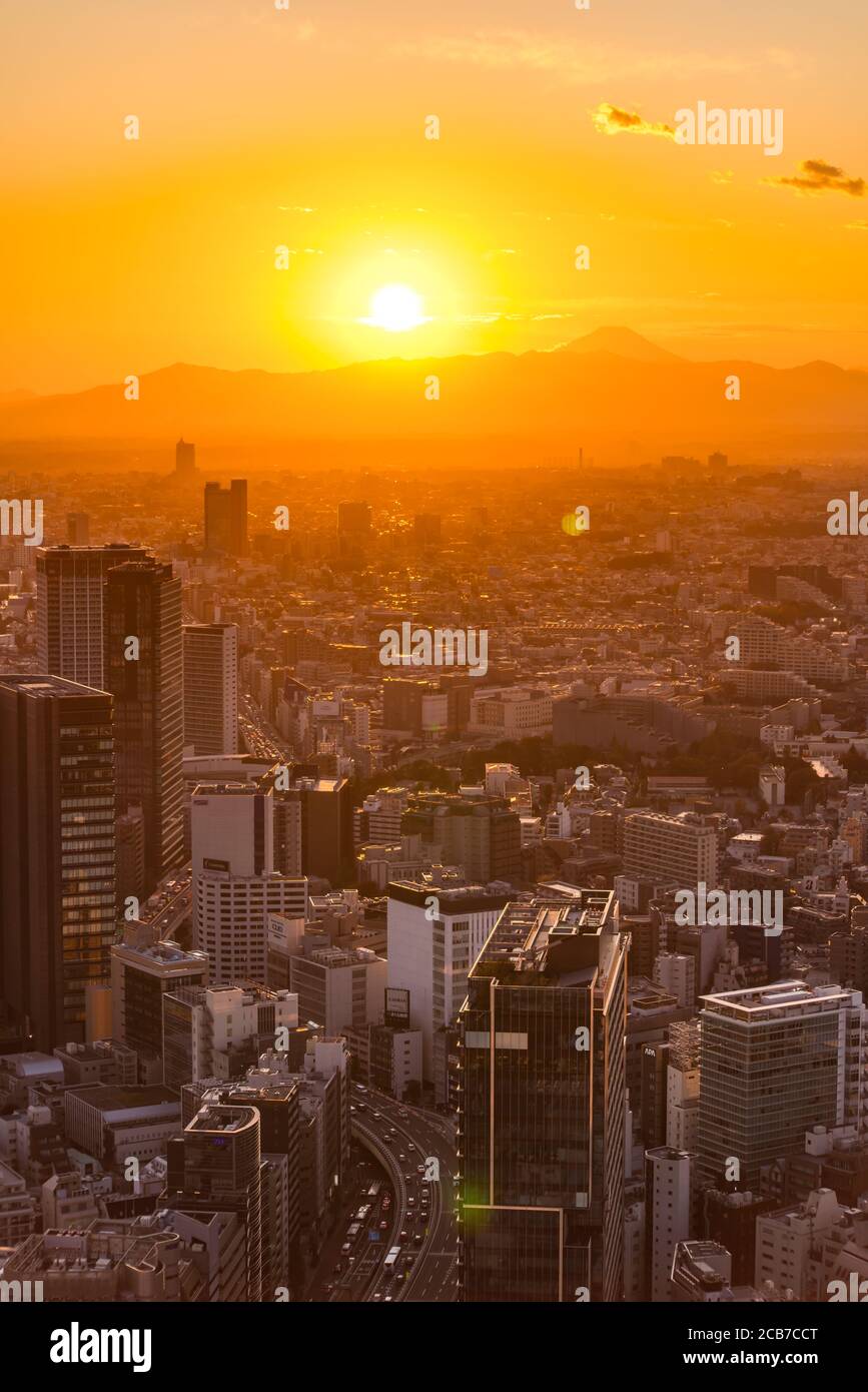 Tokio, Japan - 16. November 2019: Shibuya Scramble Square wurde im November 2019 in Shibuya, Tokio, Japan eröffnet. Auf dem Dach kann man 'Shibuya Sky' Charg nehmen Stockfoto