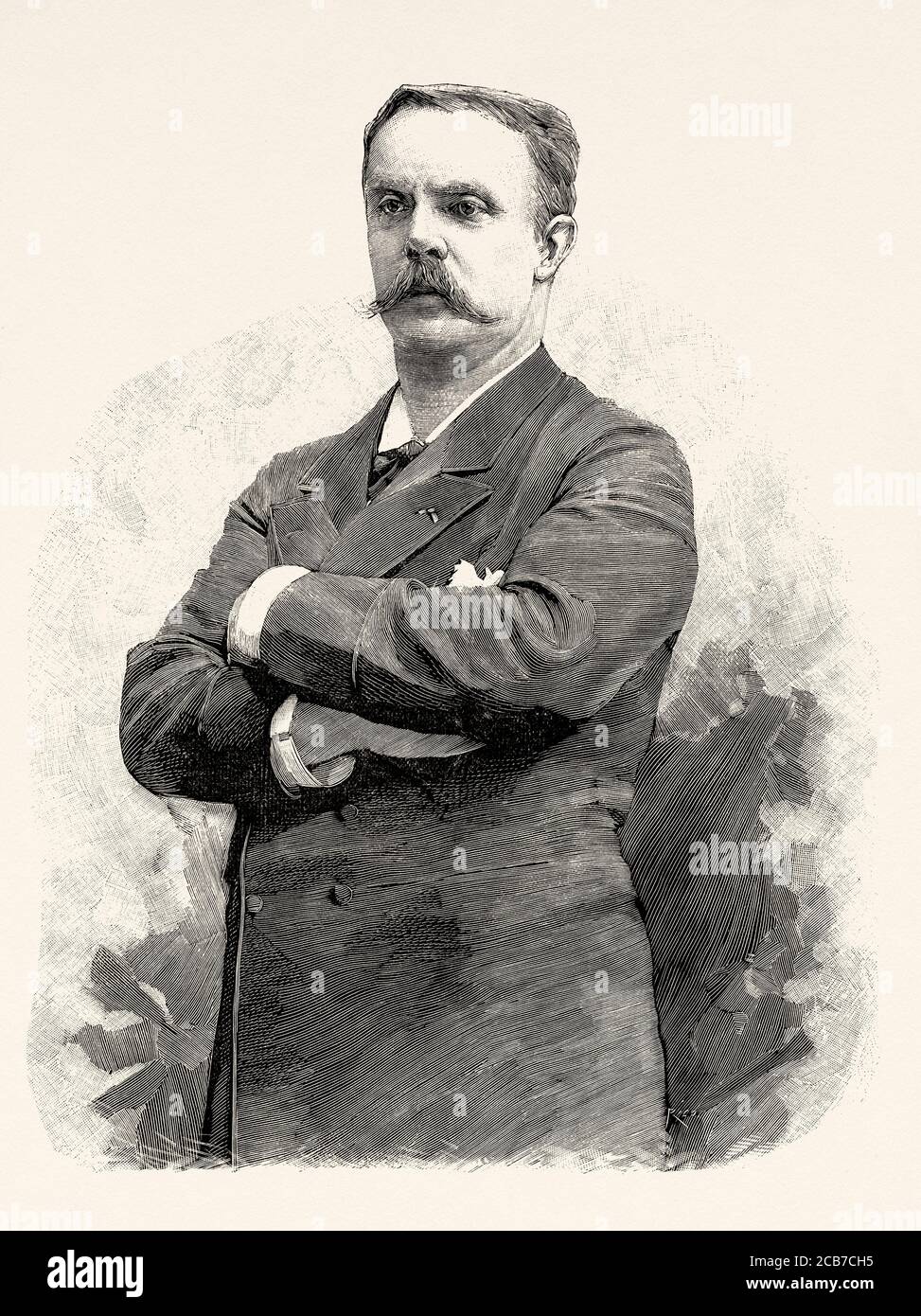 Porträt des französischen Politikers Jean Casimir-Perier (París 1847 - 1907) Präsident der Französischen Republik, Frankreich. Alte XIX Jahrhundert gravierte Illustration von La Ilustracion Española y Americana 1894 Stockfoto