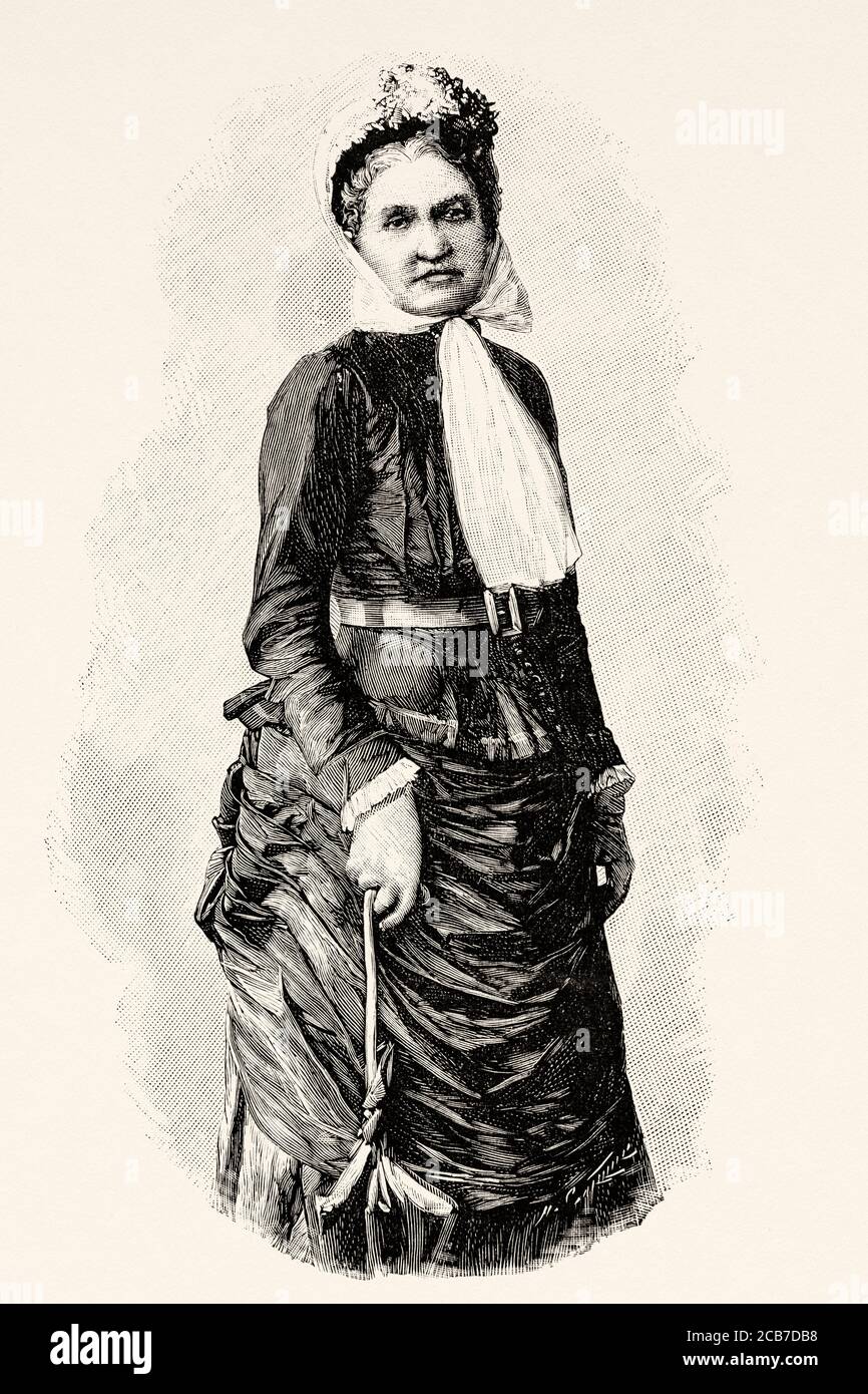Porträt von Johanna Friederike Charlotte Dorothea Eleonore von Bismarck (1824-1894) Ehefrau von Otto von Bismarck. Alte XIX Jahrhundert gravierte Illustration von La Ilustracion Española y Americana 1894 Stockfoto